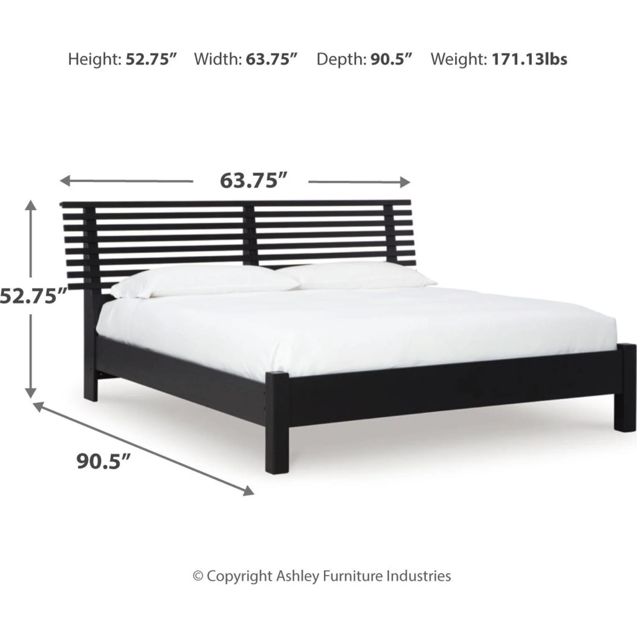 Danziar 6 Piece Slat Platform Bedroom - Black - Image 12