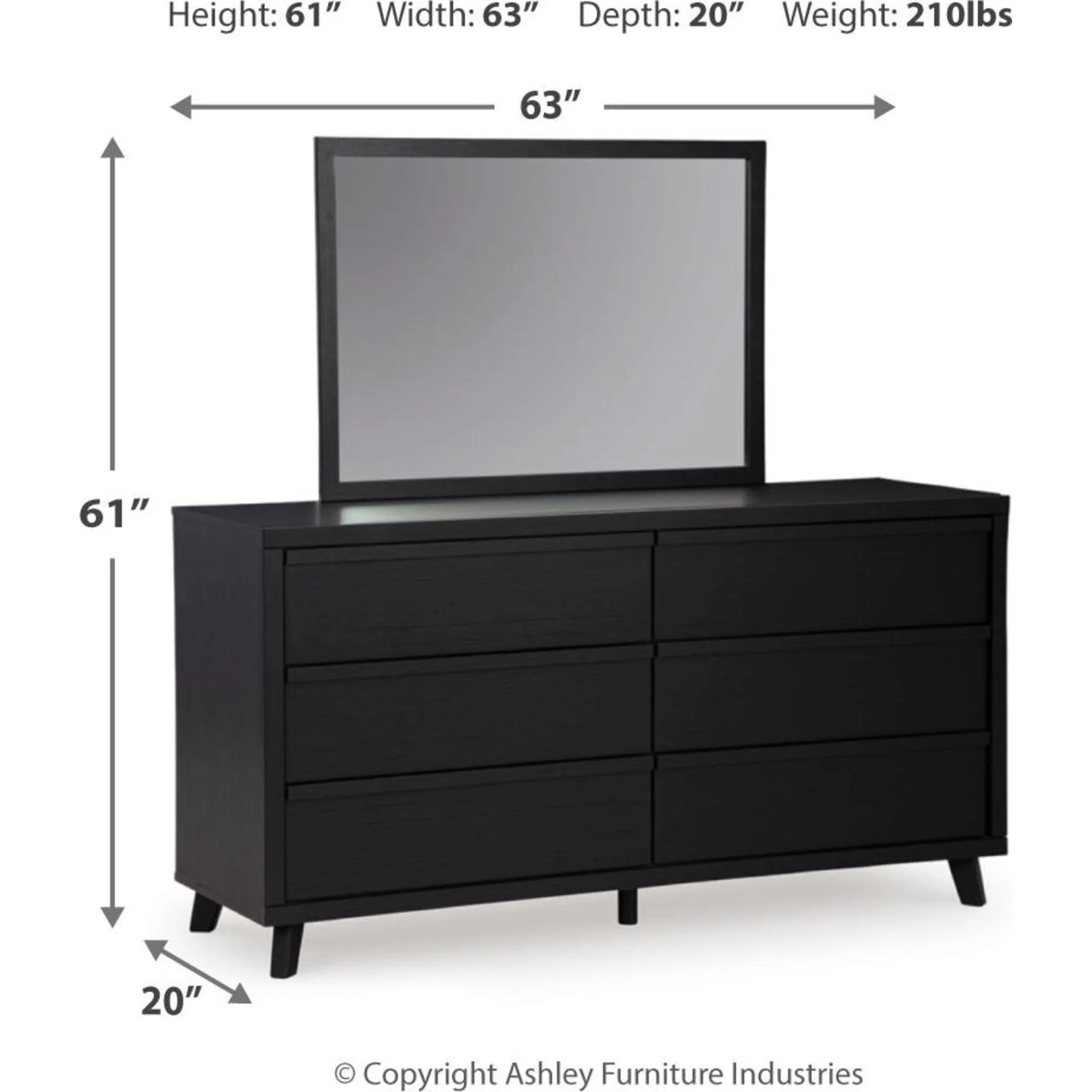 Danziar 6 Piece Slat Platform Bedroom - Black - Image 15