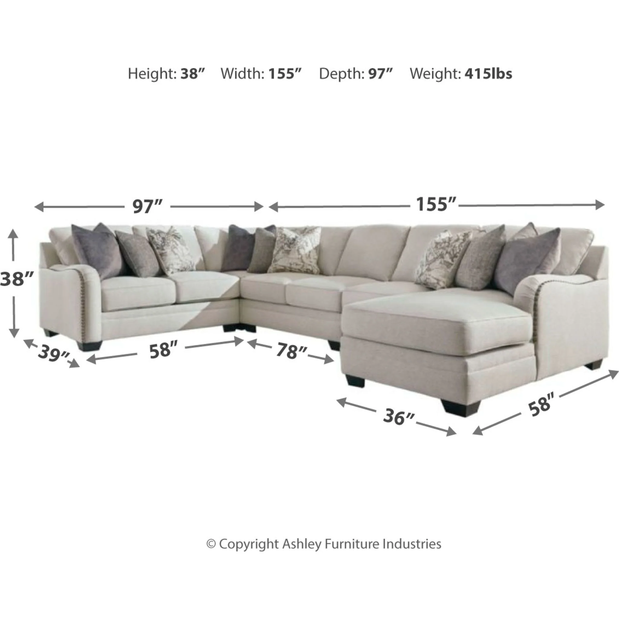 Dellara 5 Piece Sectional with Chaise - Image 4