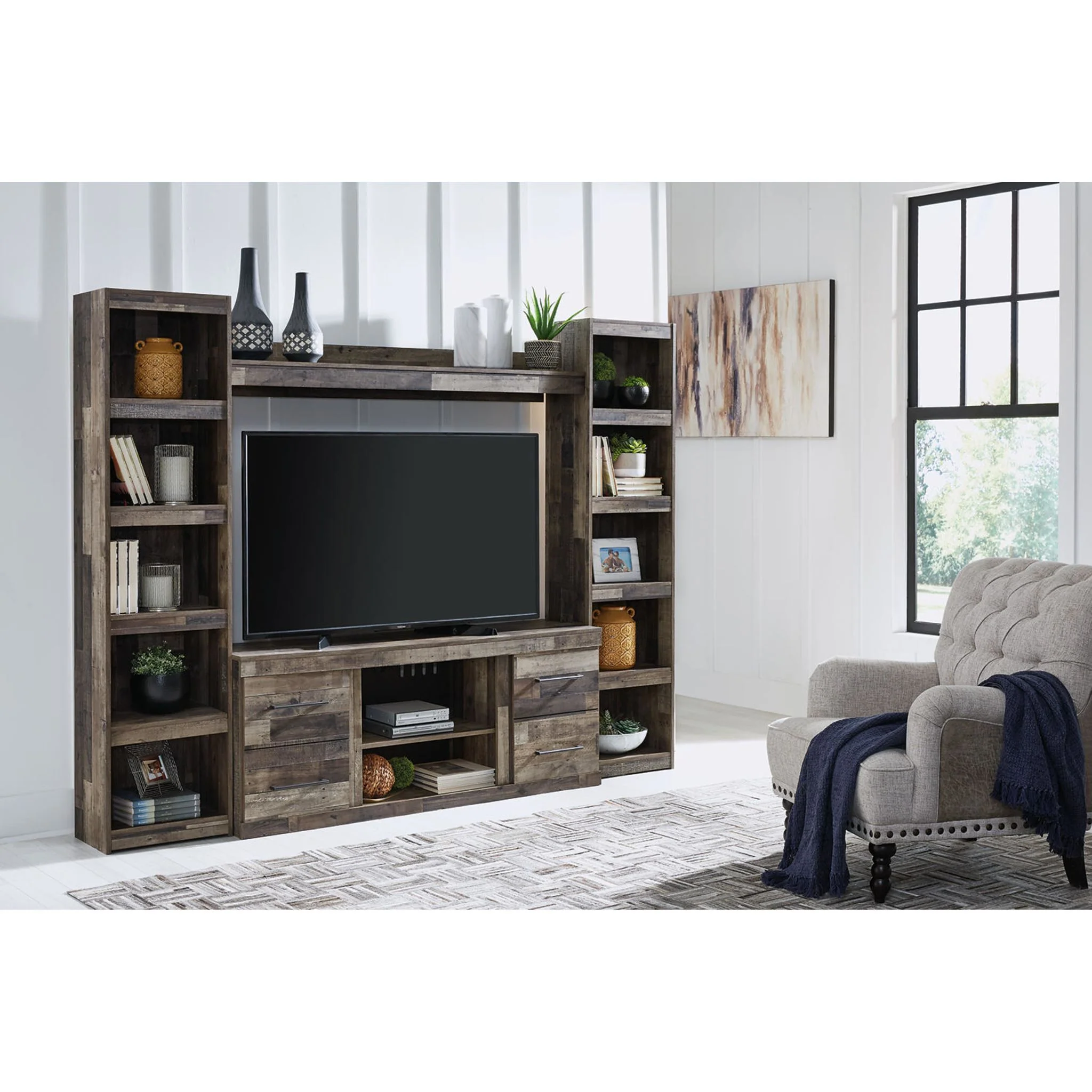 Derekson 4 Piece Entertainment Unit - Multi Gray - Image 11