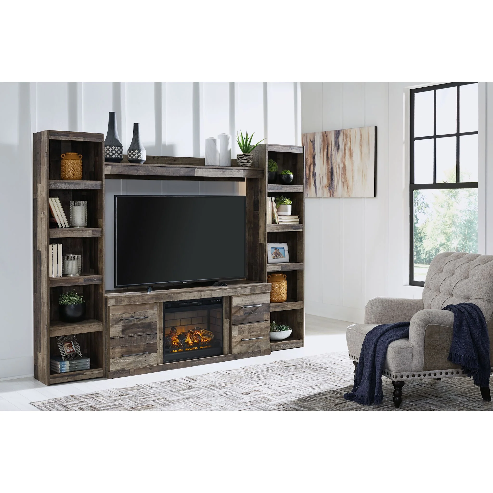 Derekson 5 Piece Entertainment Unit - Multi Gray - Image 2