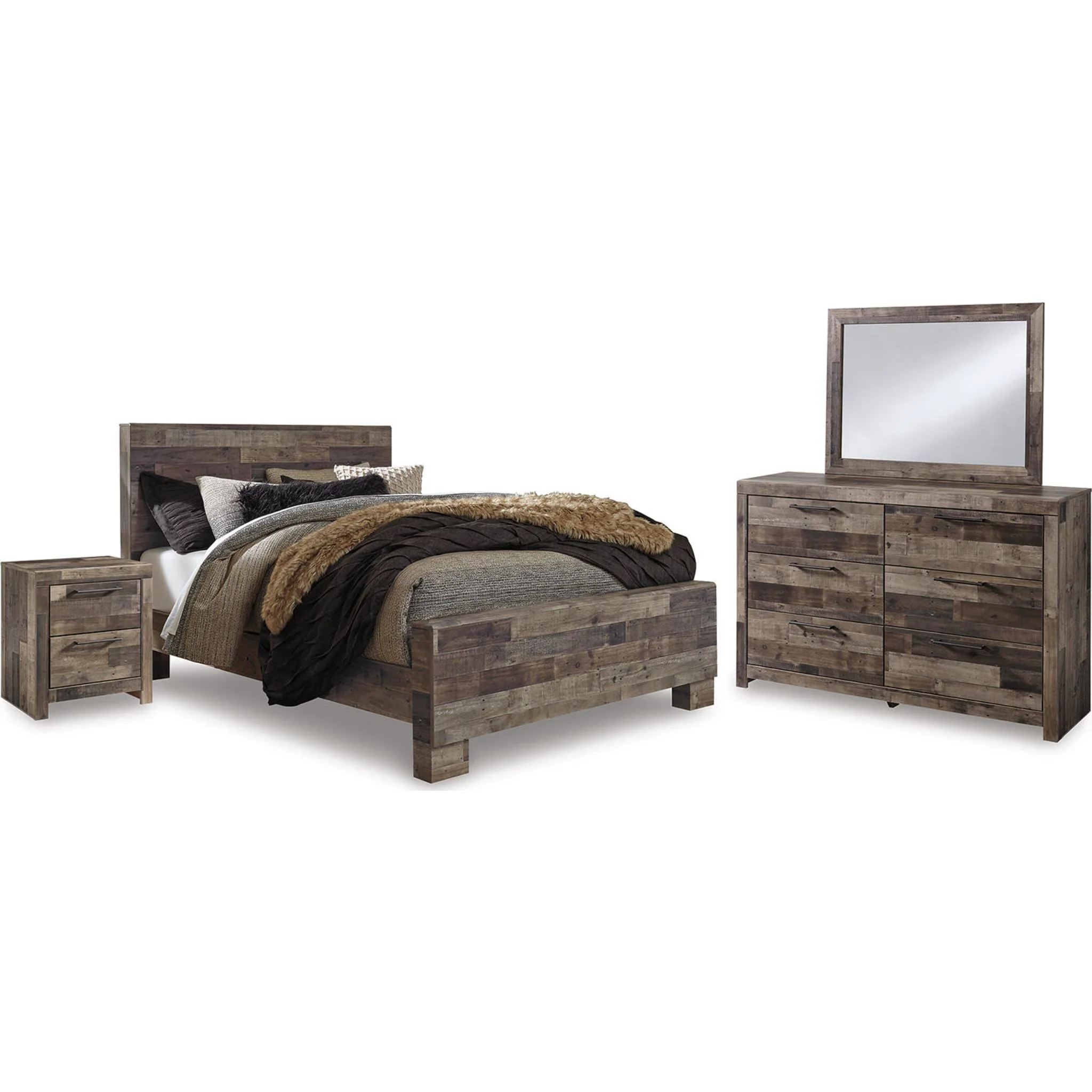 Derekson 6 Piece Panel Bedroom - Multi Gray