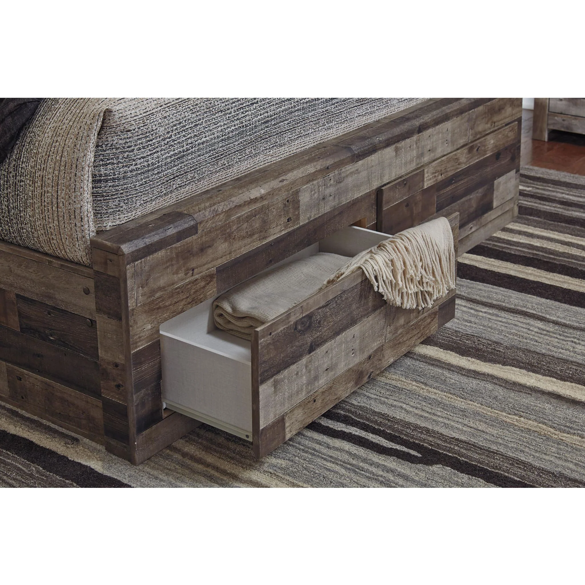 Derekson Full Panel Bed with Footboard Storage - Multi Gray - Image 10
