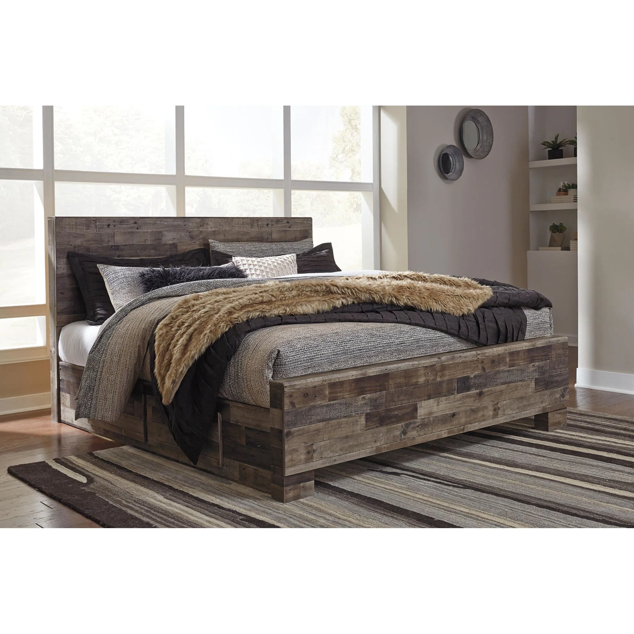 Derekson Panel Bed with 4 Drawer Storage - Multi Gray - Image 2