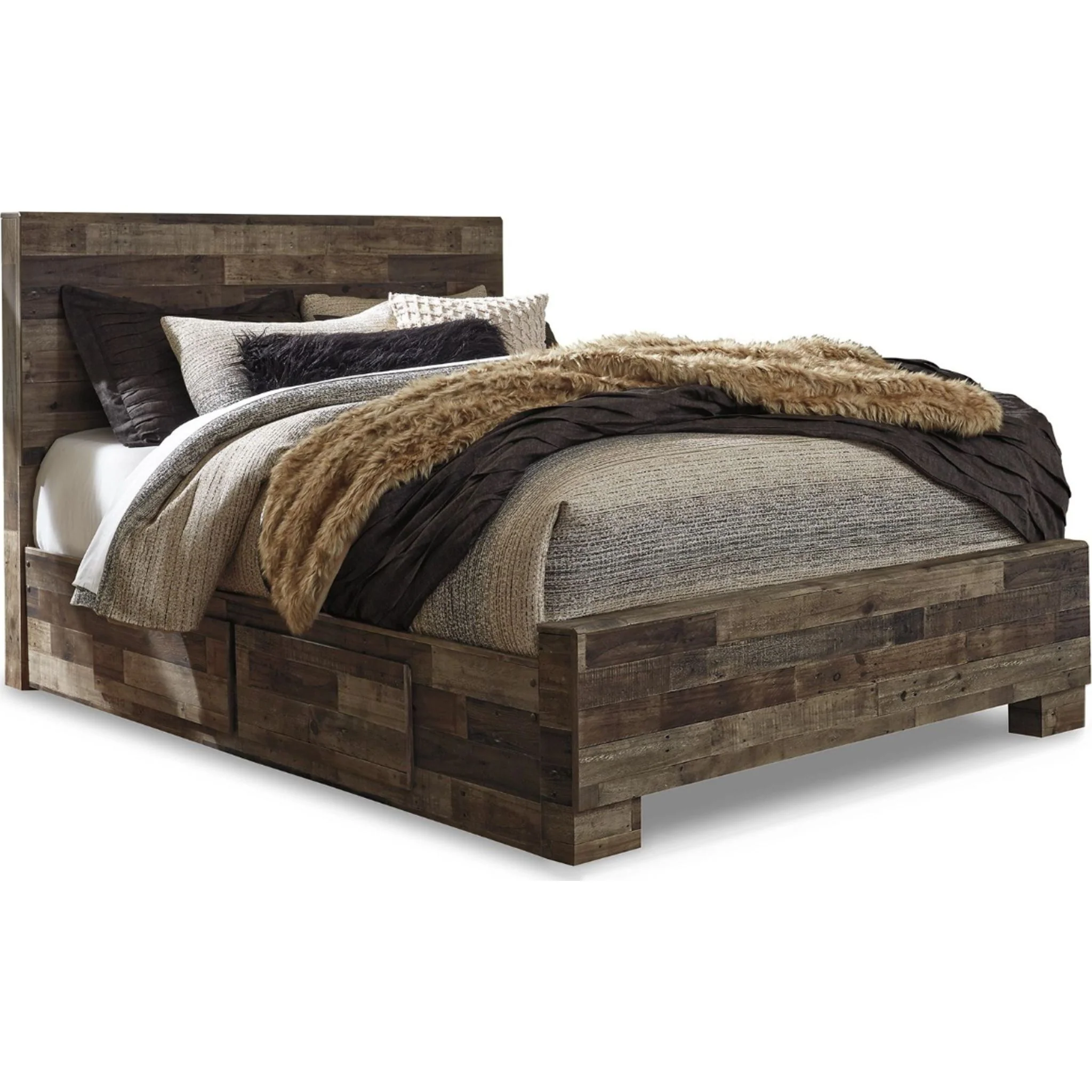 Derekson Queen Panel Bed with 2 Drawer Storage
