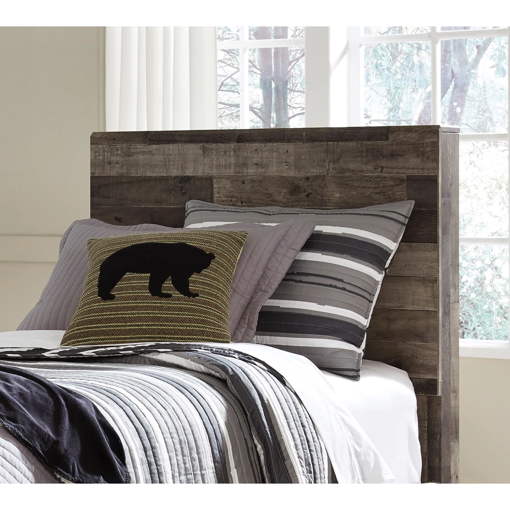 Derekson Twin Panel Bed with 2 Drawer Storage - Multi Gray - Image 3