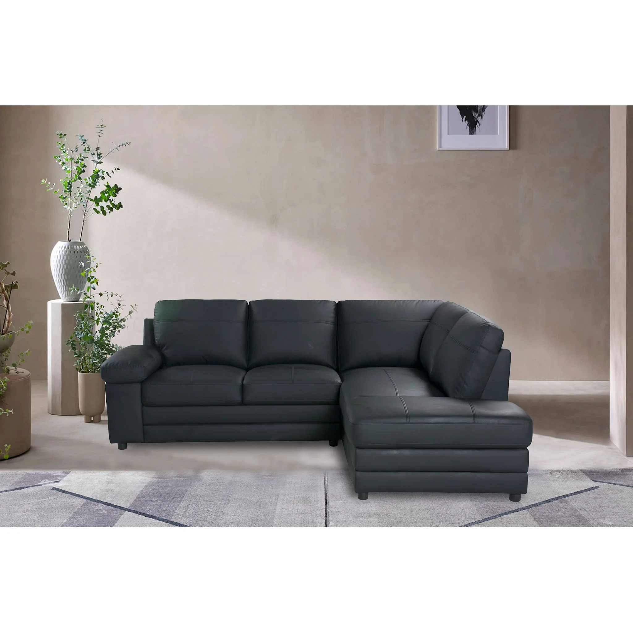 Destin 2 Piece Sectional with Chaise - PU Black - Image 2
