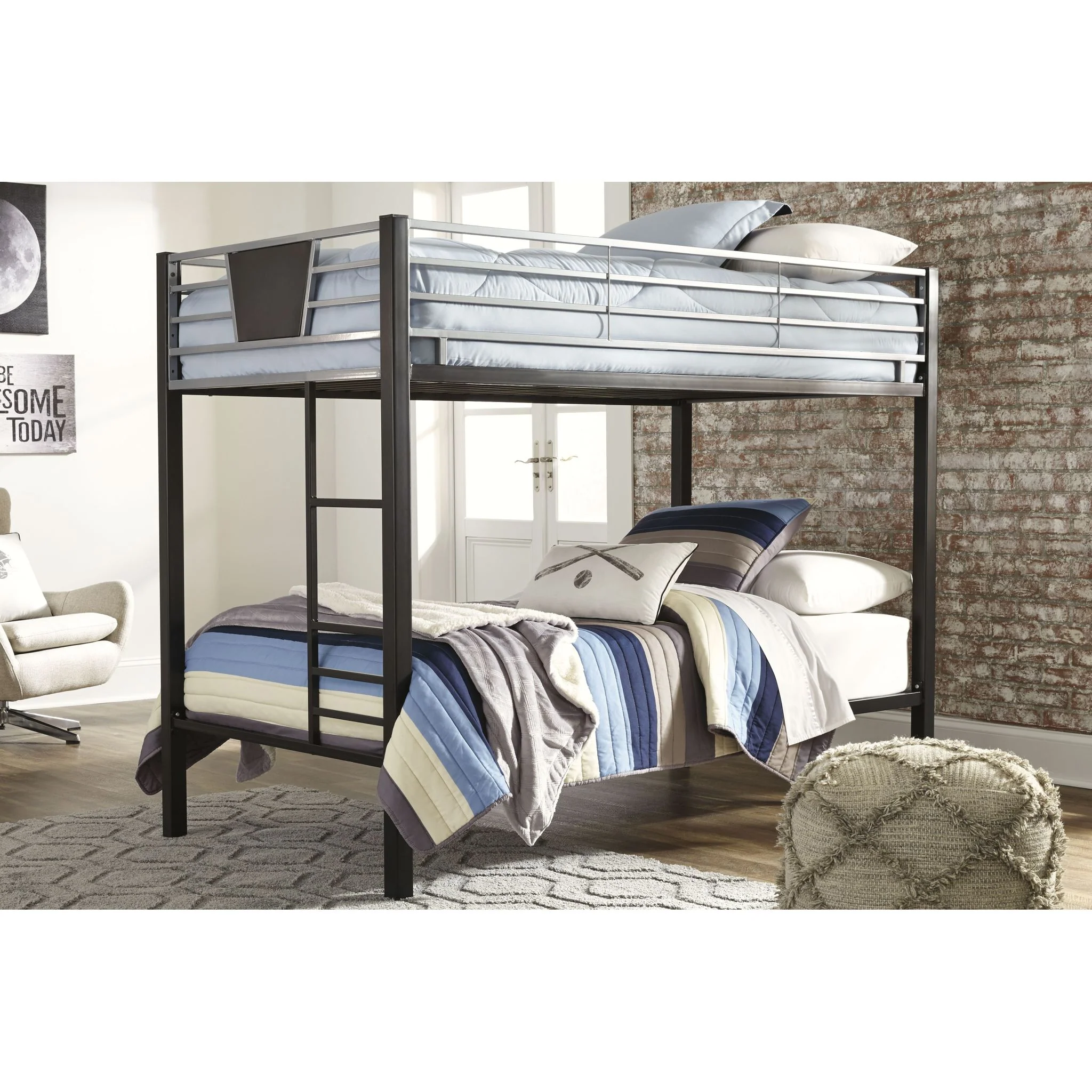 Dinsmore Twin/Twin Bunk Bed - Black/Gray - Image 2