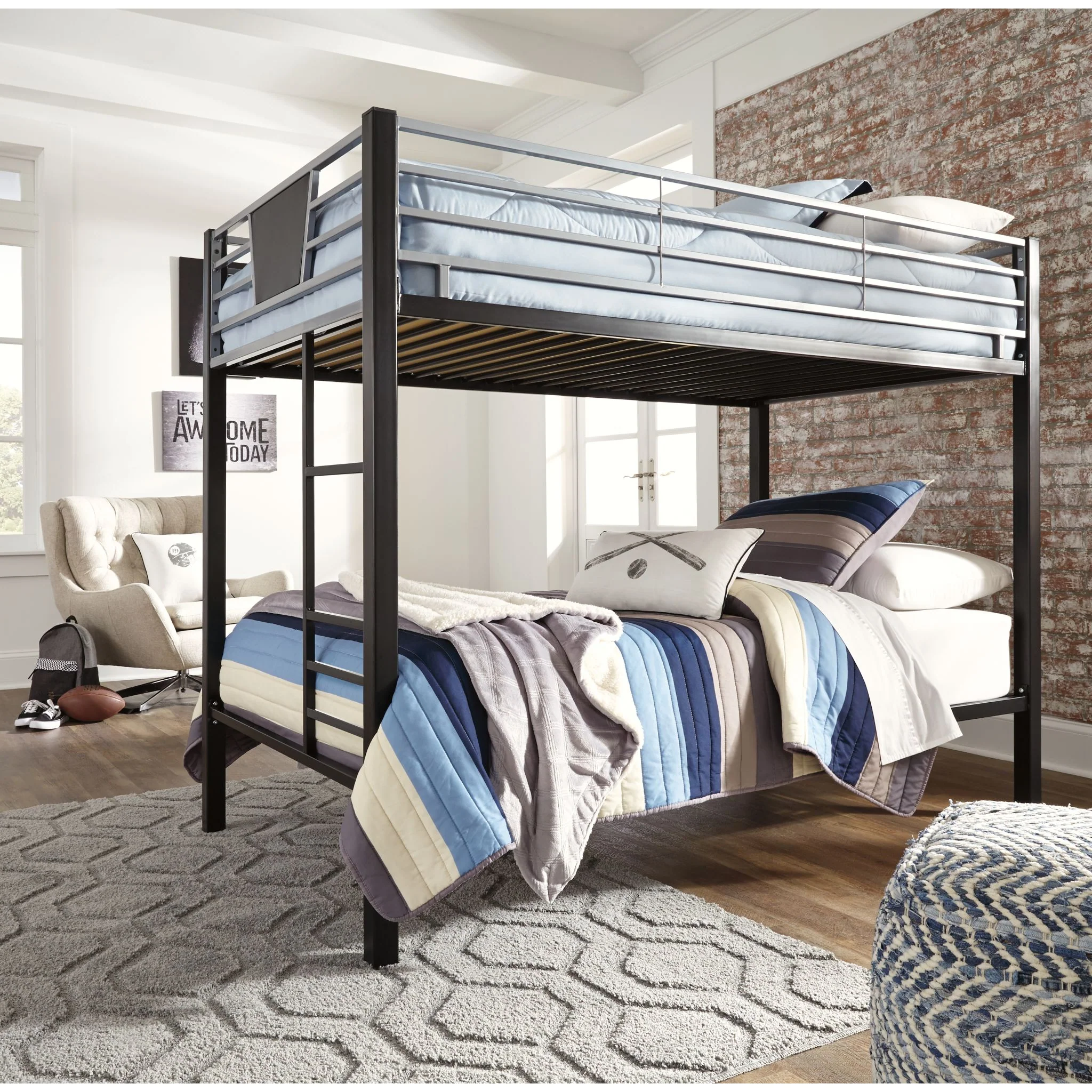 Dinsmore Twin/Twin Bunk Bed - Black/Gray - Image 4