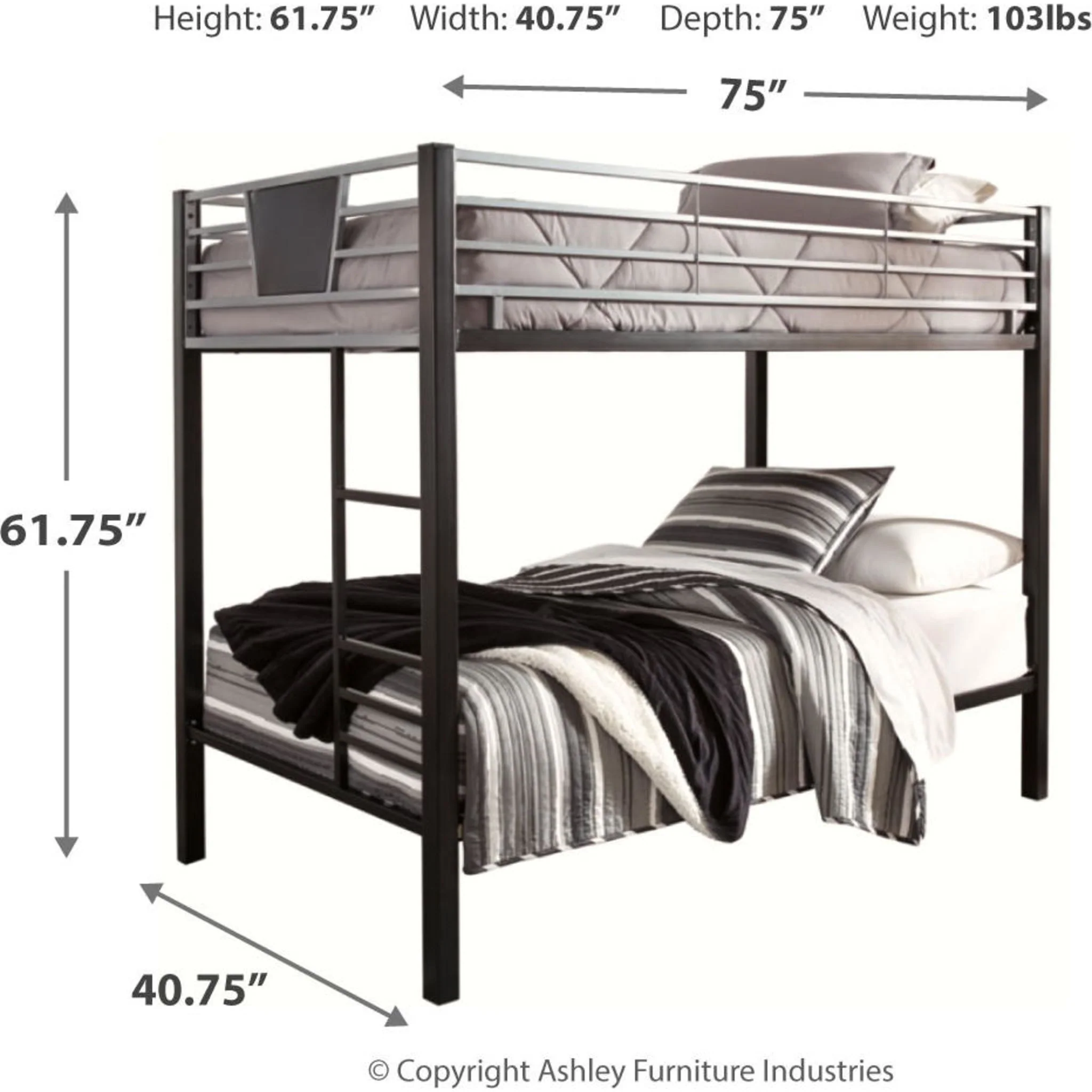 Dinsmore Twin/Twin Bunk Bed - Black/Gray - Image 9