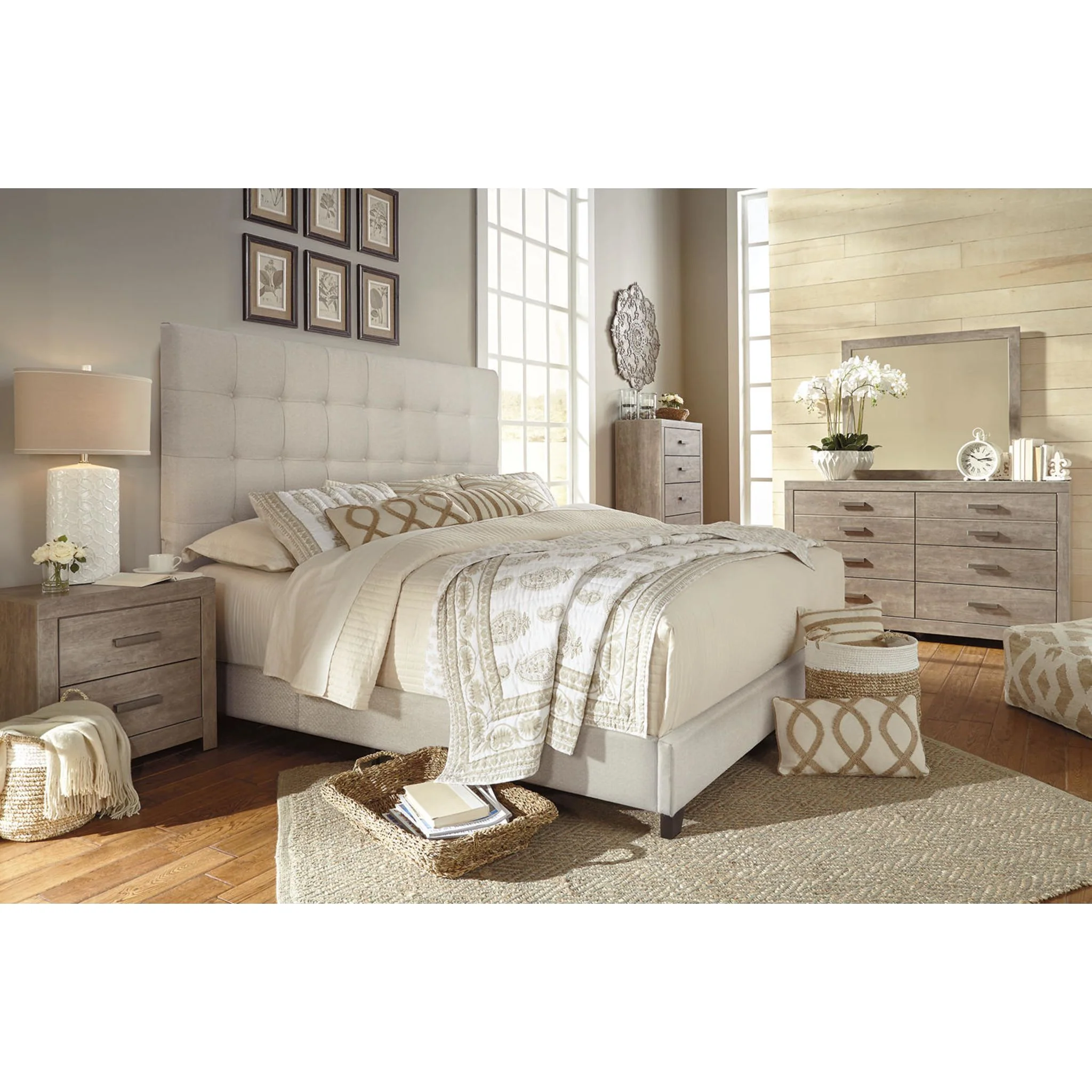Dolante Upholstered Bed - Beige - Image 18