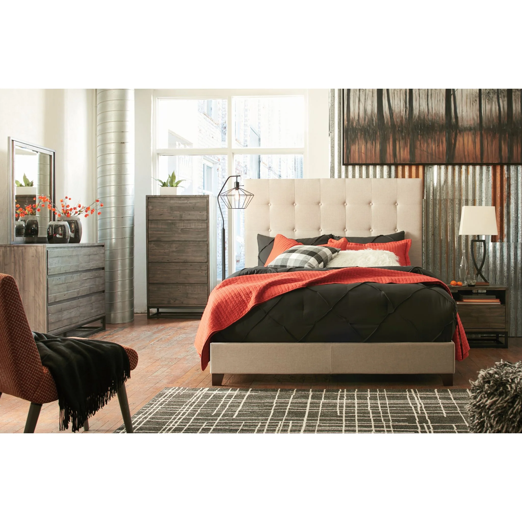 Dolante Upholstered Bed - Beige - Image 3