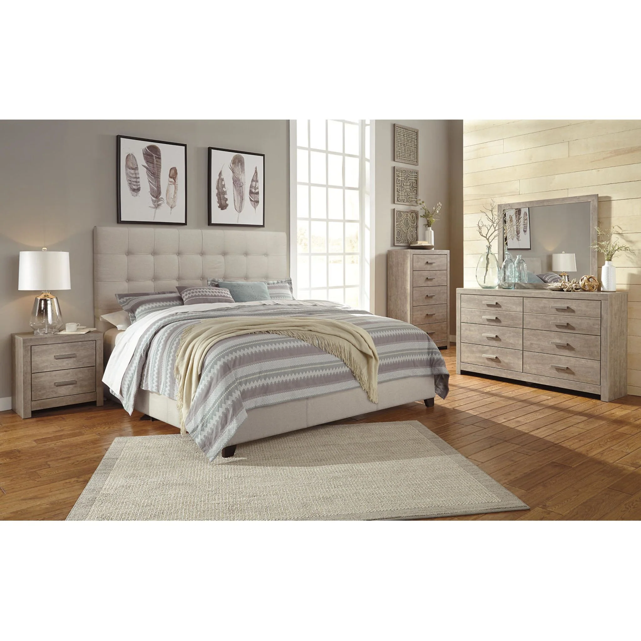 Dolante Upholstered Bed - Beige - Image 46