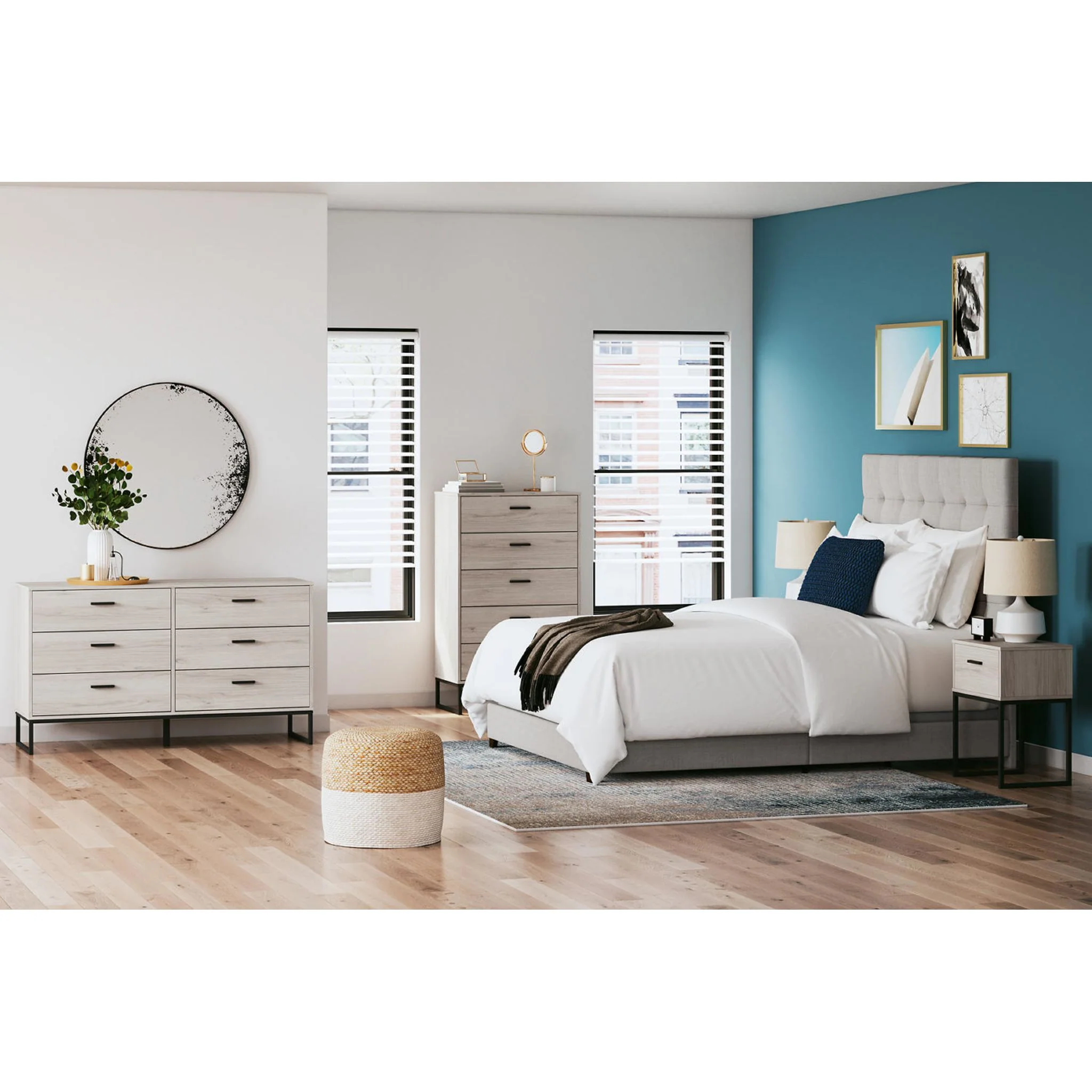 Dolante Upholstered Bed - Beige - Image 50
