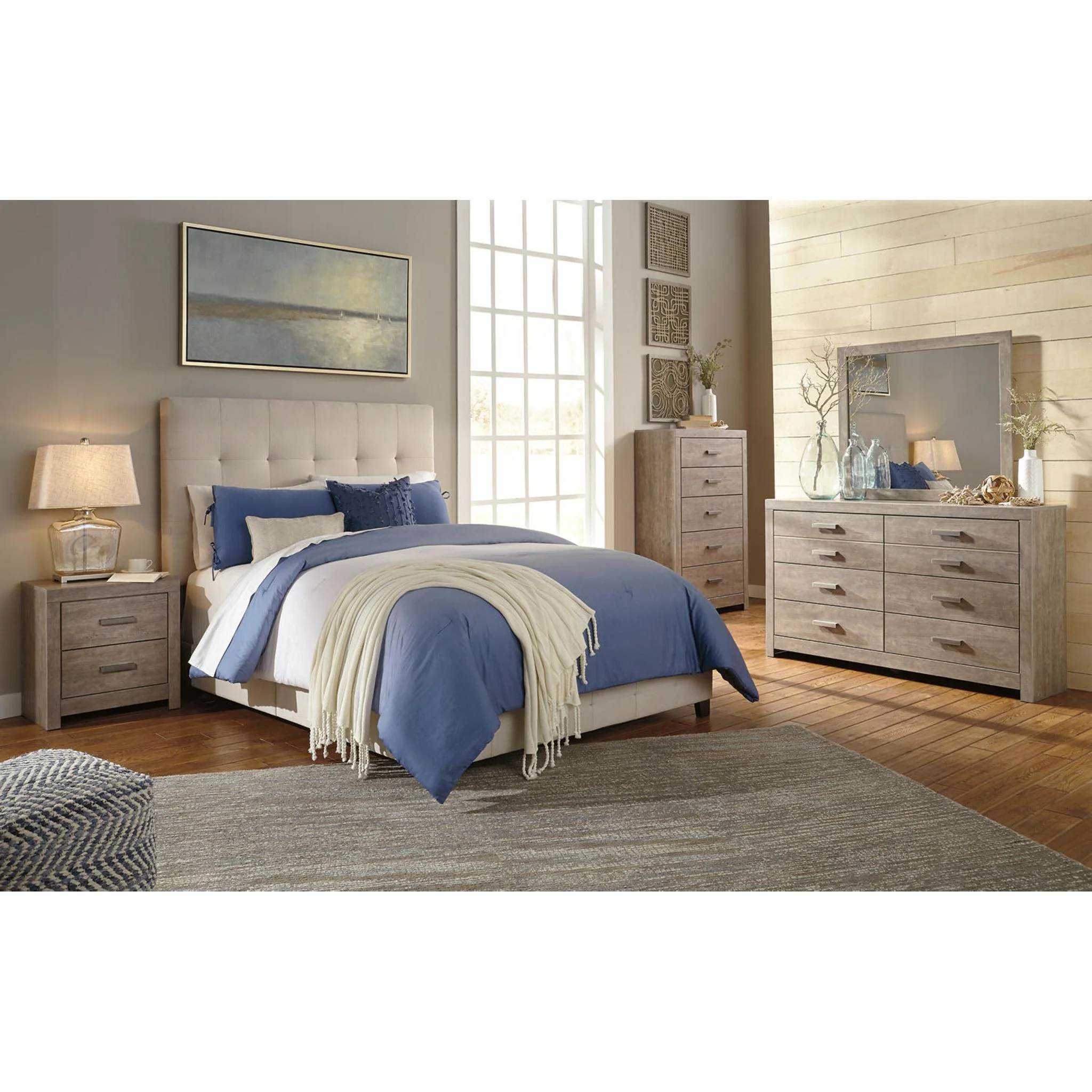 Dolante Upholstered Bed - Beige - Image 9