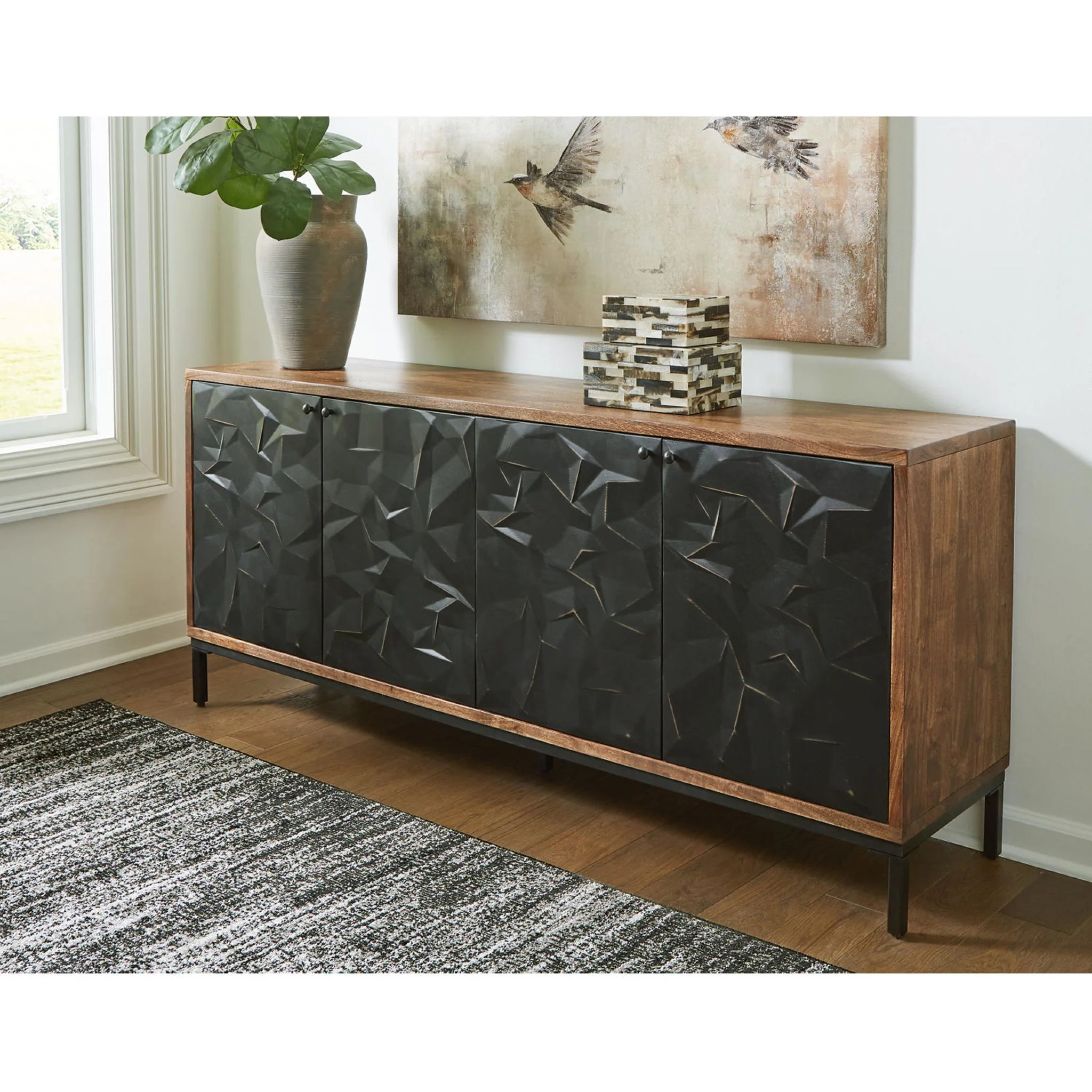 Dorannby Accent Cabinet - Black/Brown - Image 2