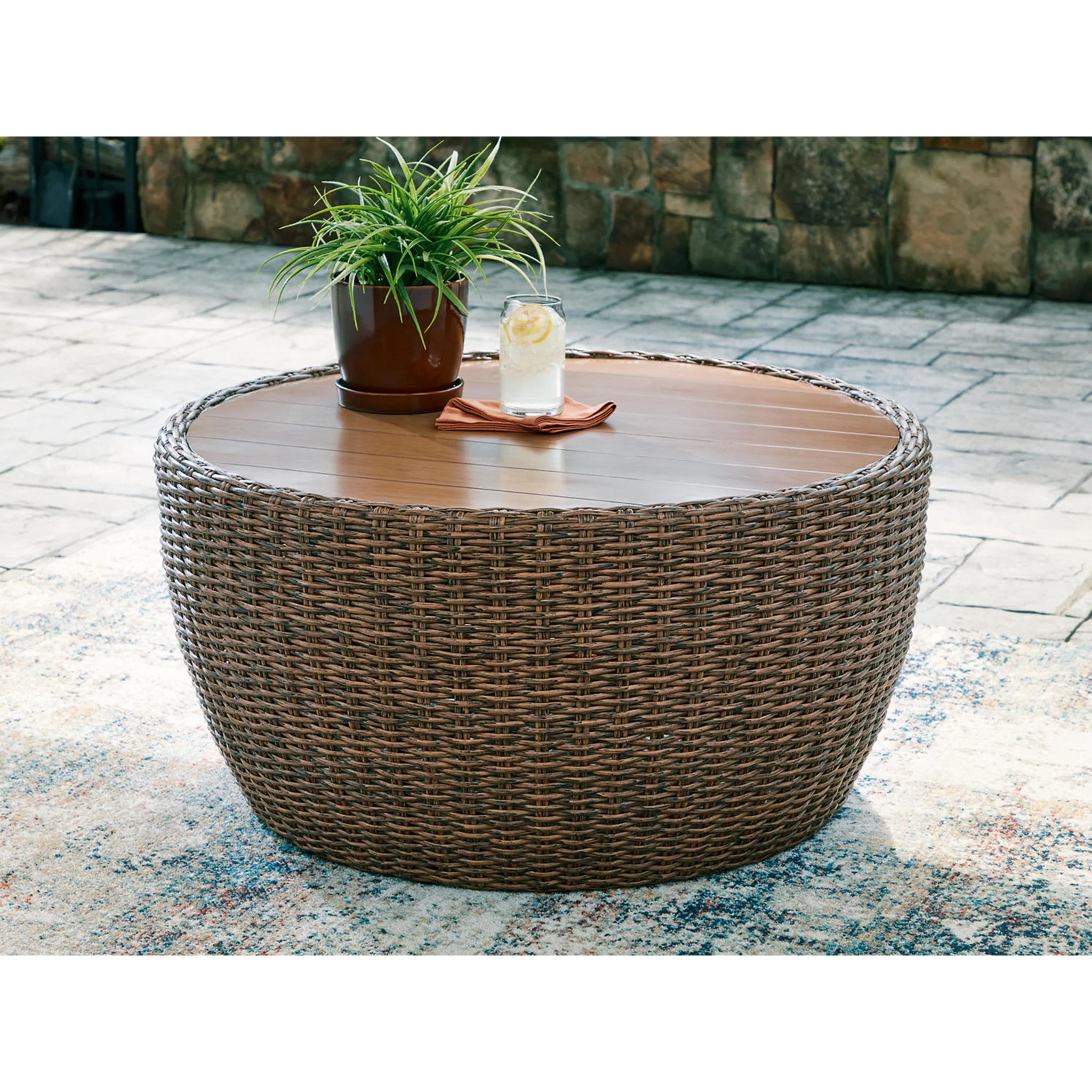 Double Point Outdoor Coffee Table - Beige - Image 2