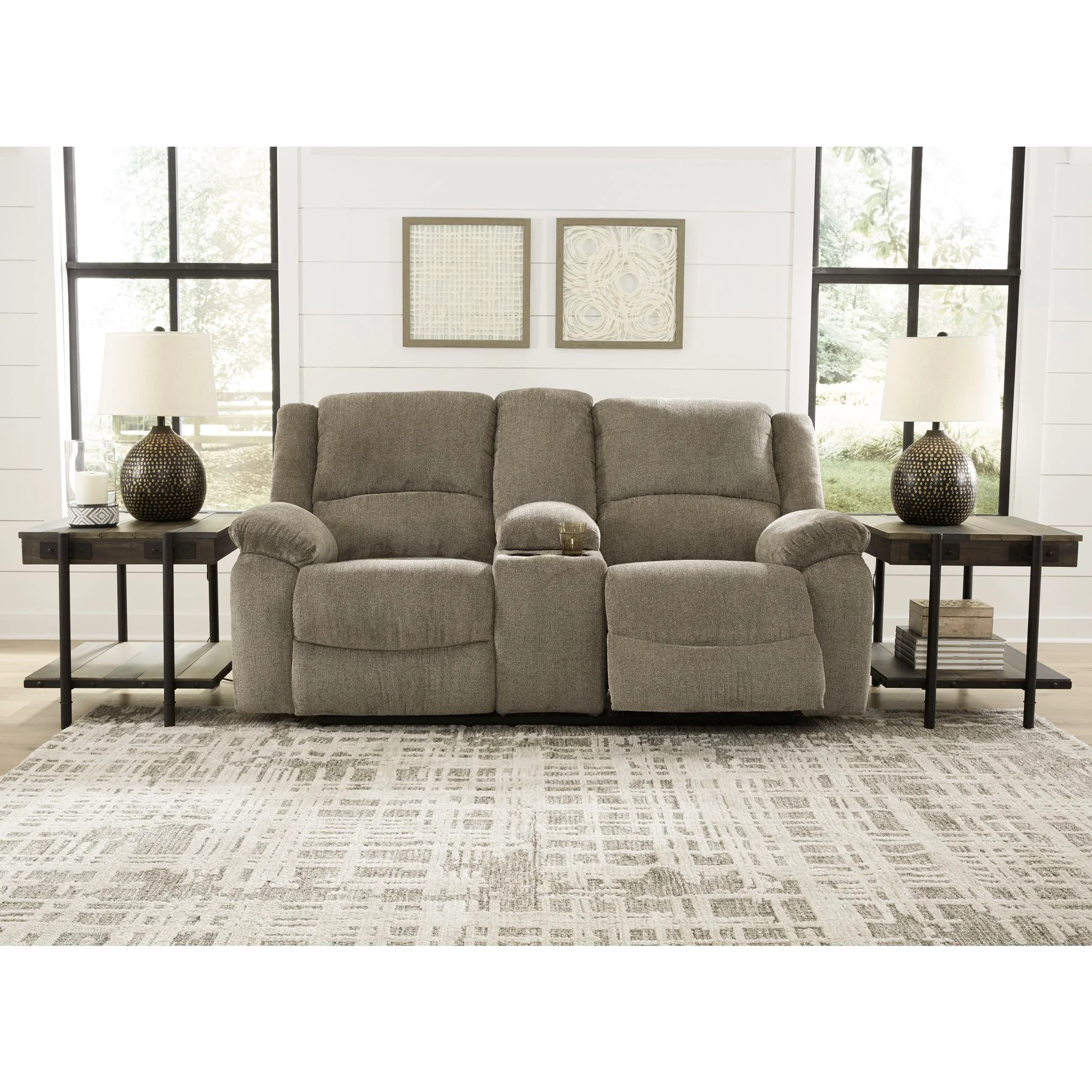 Draycoll Power Reclining Loveseat with Console - Pewter - Image 2
