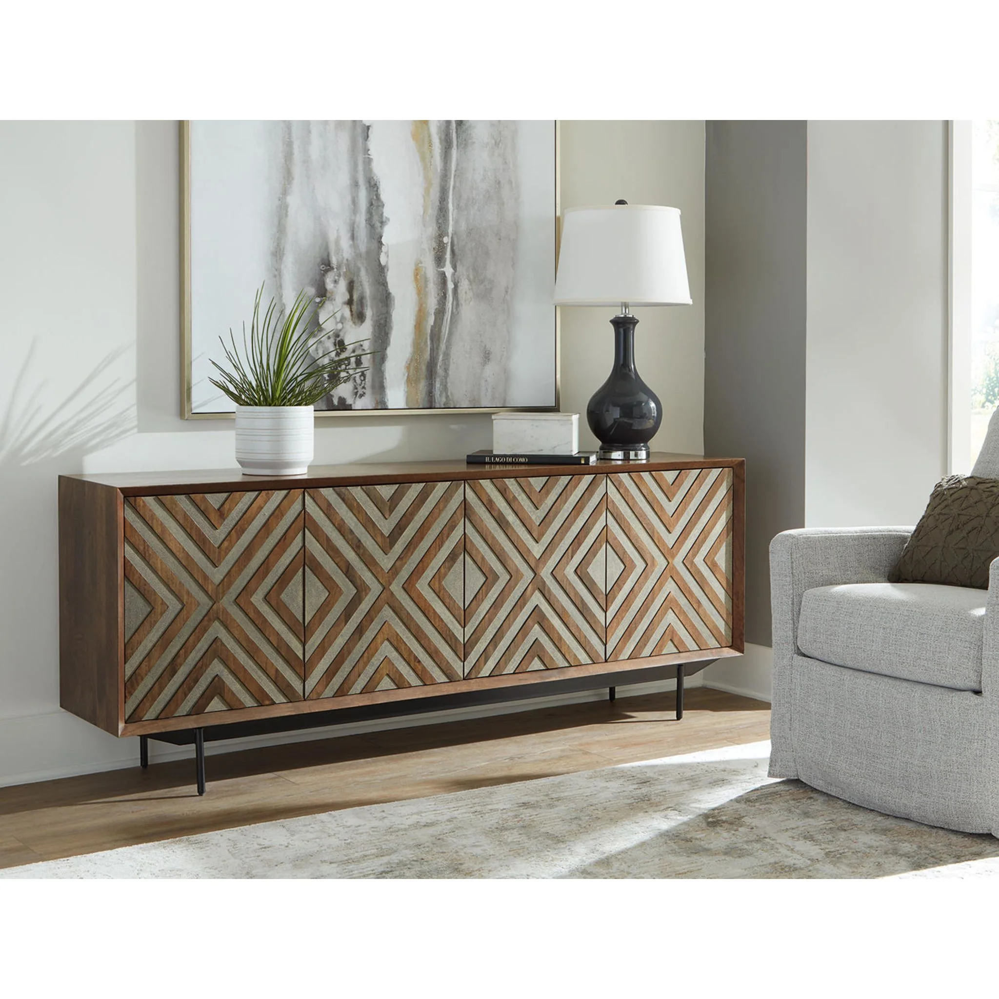 Dreggan Accent Cabinet - Brown/Gold Finish - Image 37