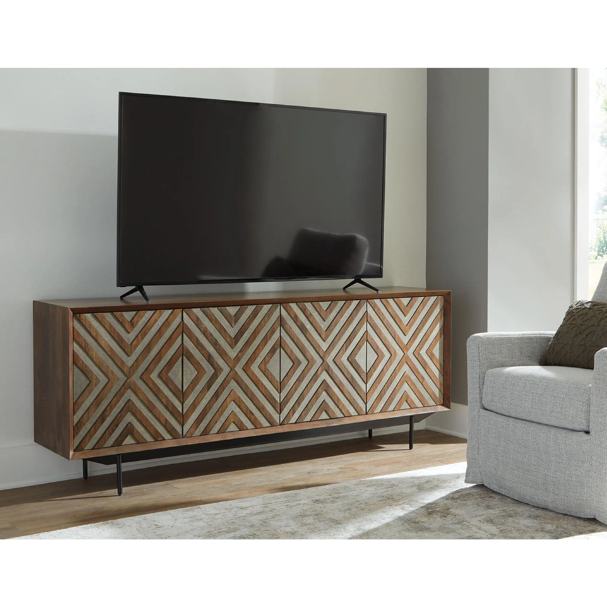Dreggan Accent Cabinet - Brown/Gold Finish - Image 48
