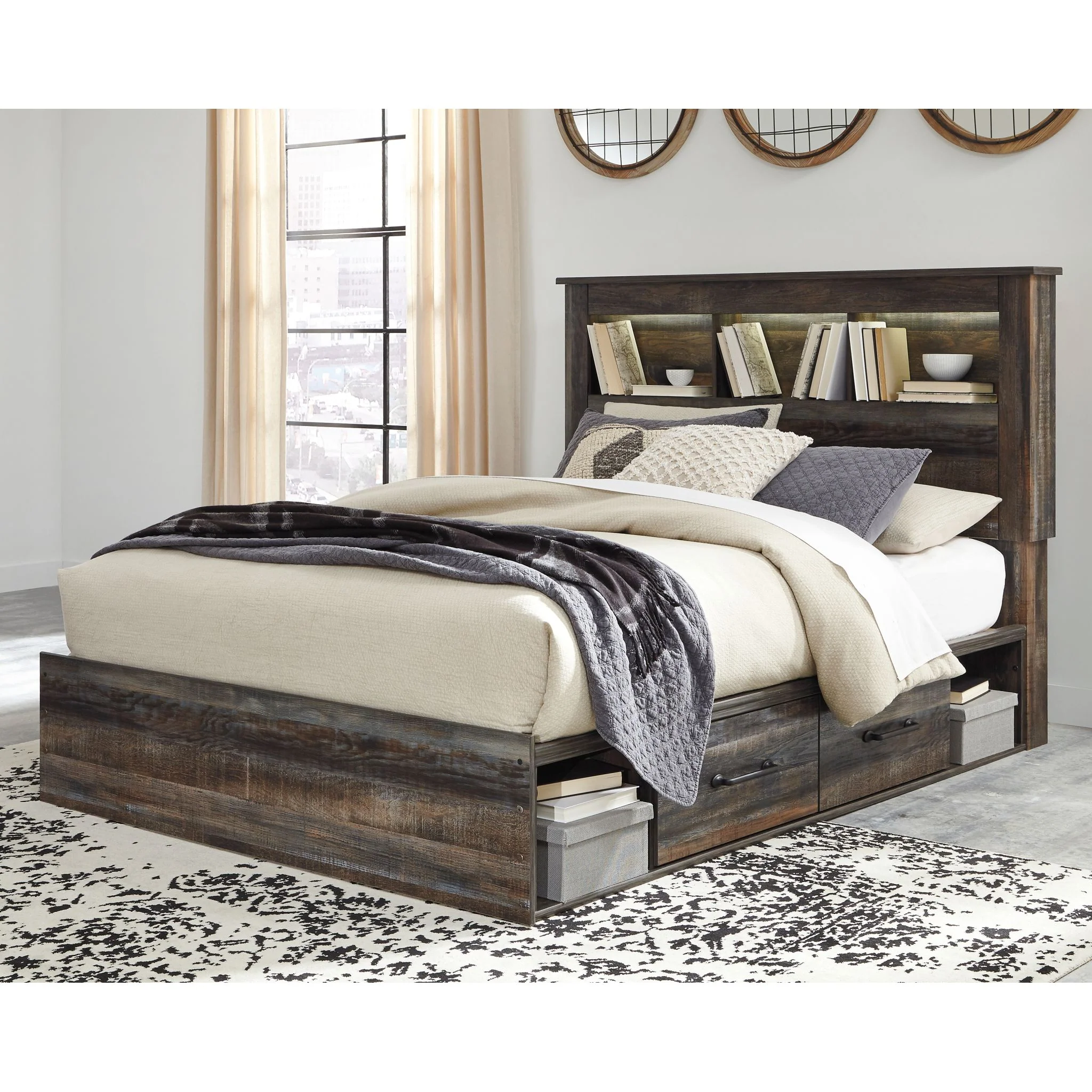 Drystan Bookcase Bed with 4 Drawer Storage - Multi - Image 2