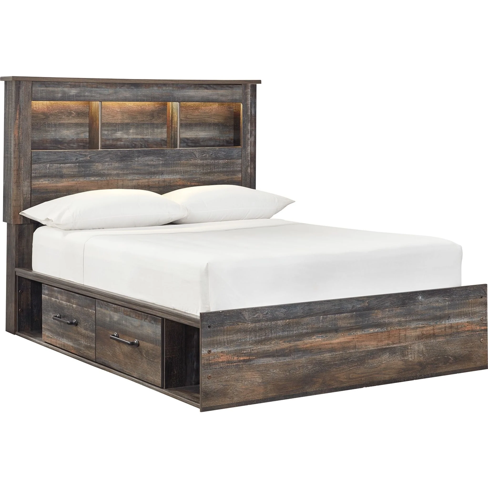 Drystan Full Bookcase Bed with 2 Drawer Storage - Multi