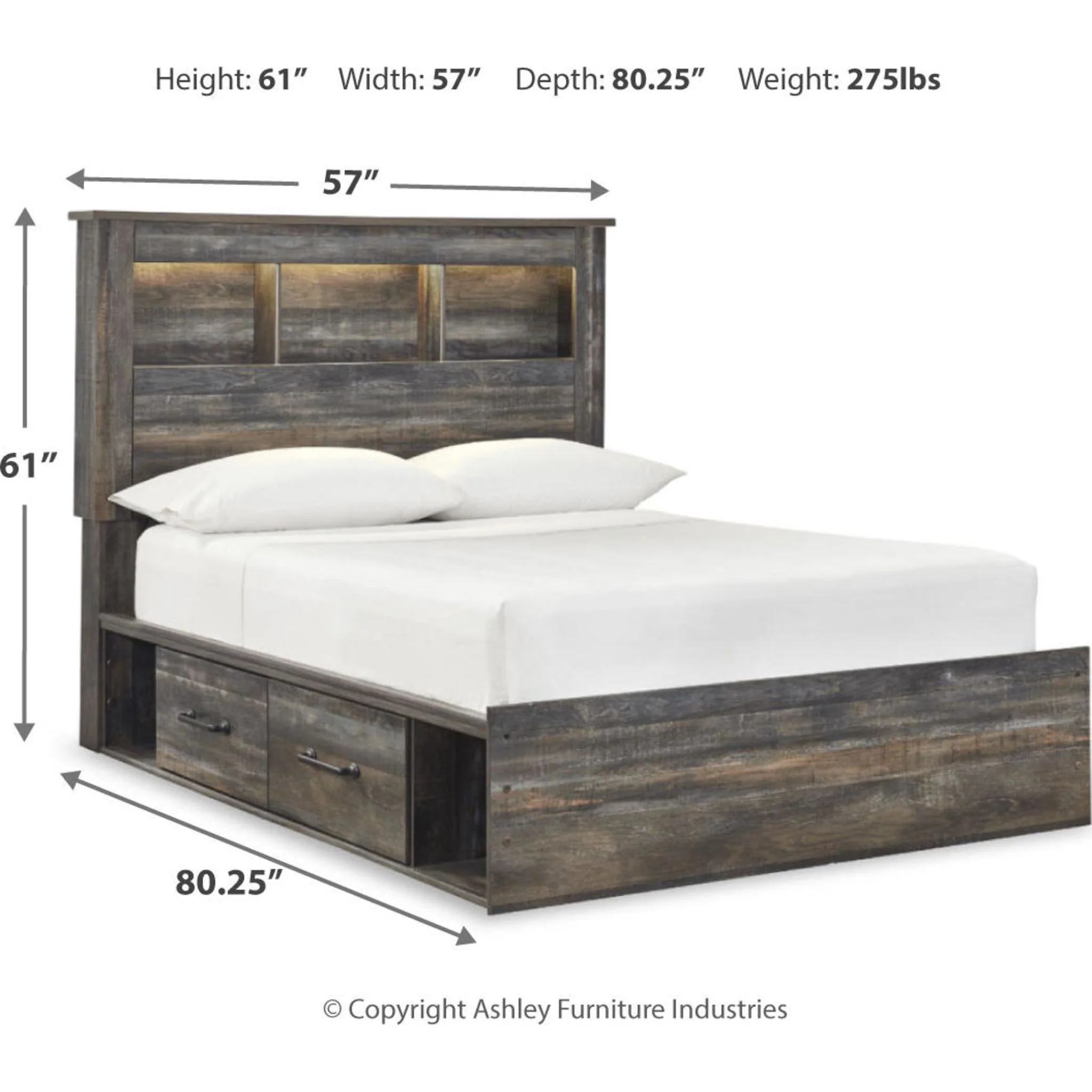 Drystan Full Bookcase Bed with 4 Drawer Storage - Multi - Image 7