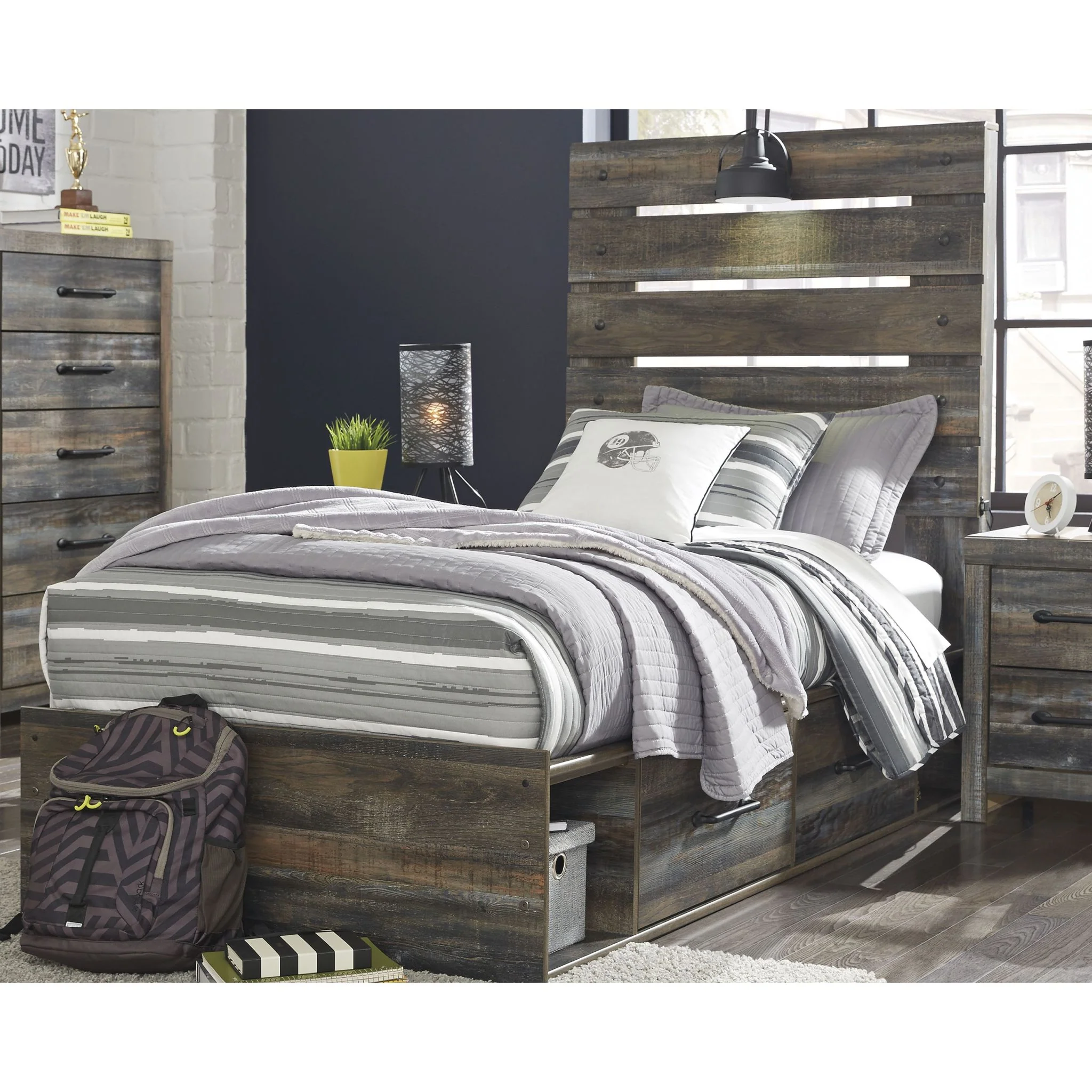 Drystan Panel Bed with 2 Drawer Storage - Multi - Image 2