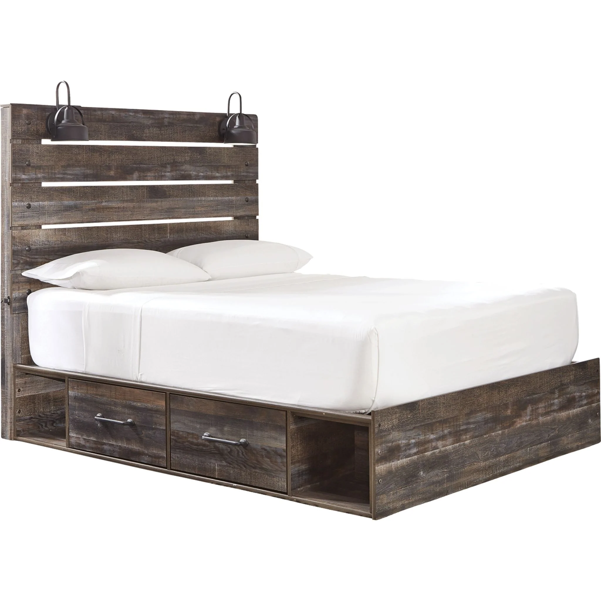 Drystan Panel Bed with 2 Drawer Storage - Multi