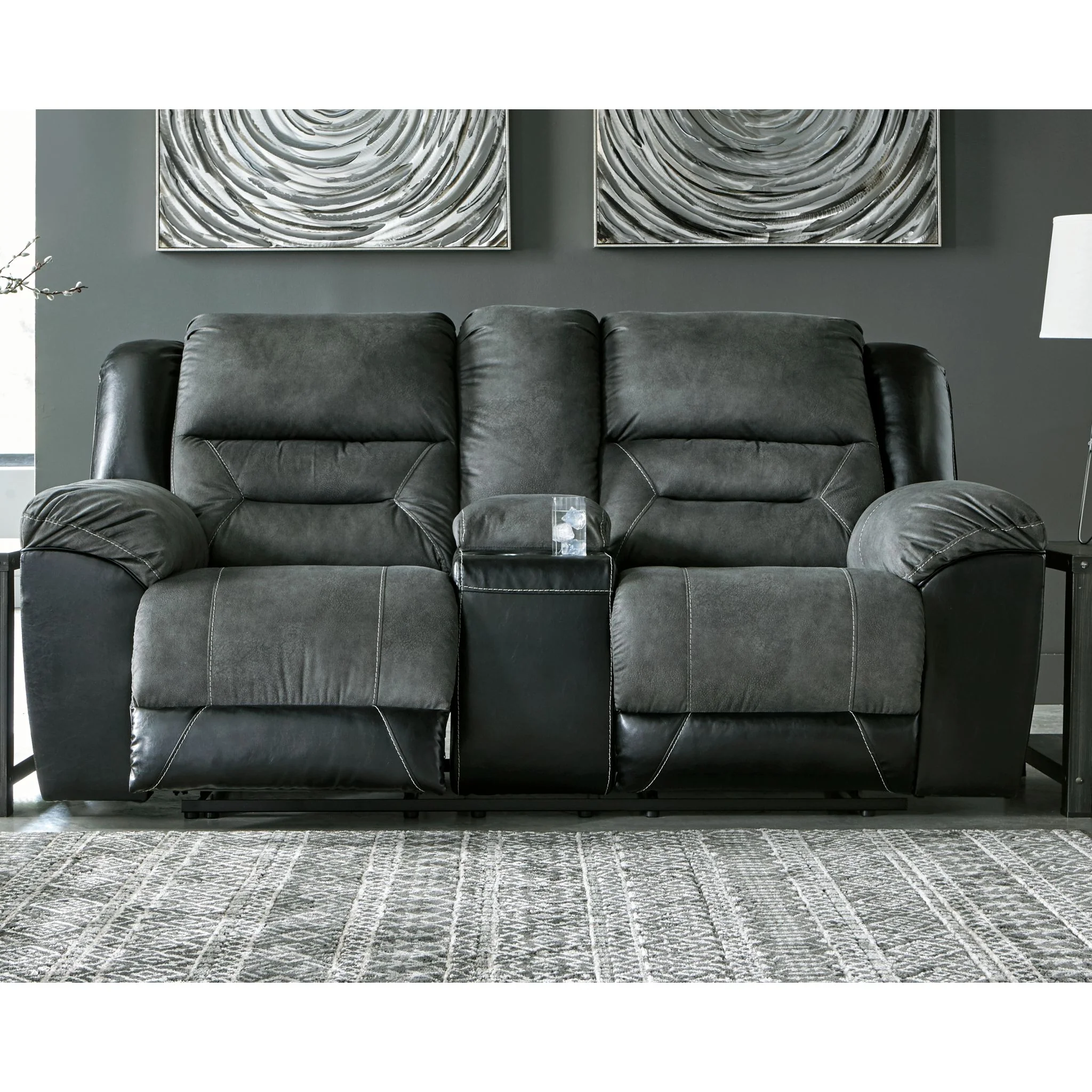 Earhart Reclining Loveseat with Console - Slate - Image 3
