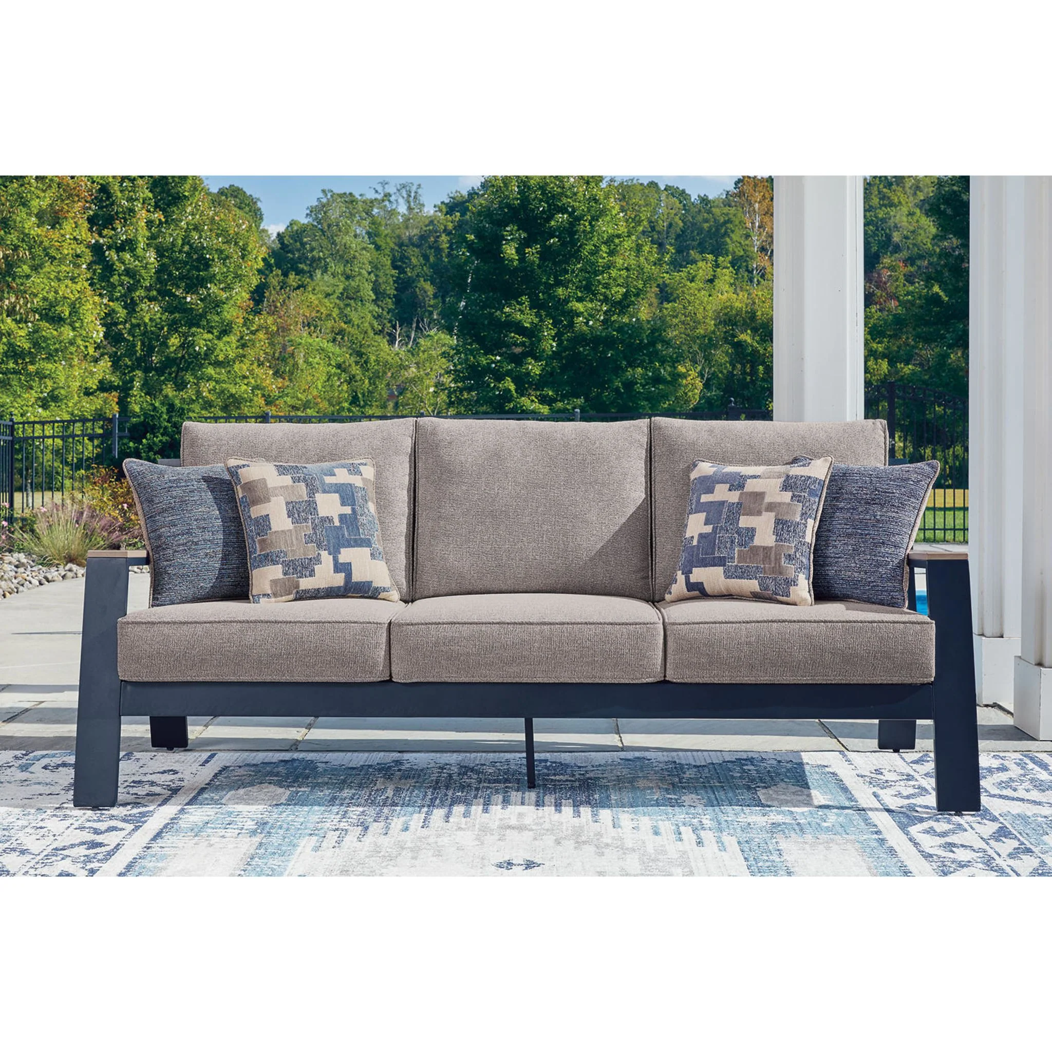 East Beach 2 Piece Outdoor Seating - Navy Blue/Driftwood - Image 10