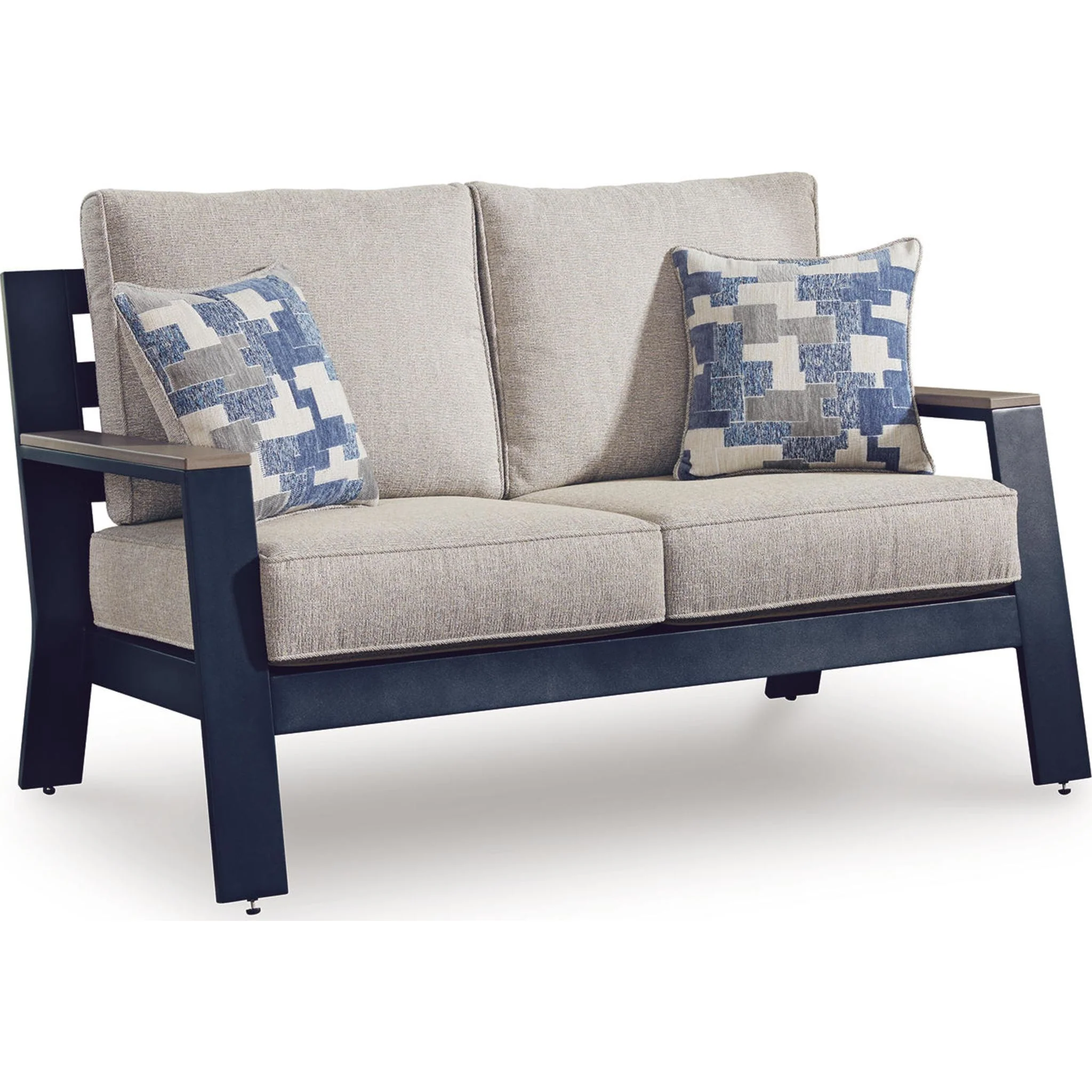 East Beach 2 Piece Outdoor Seating - Navy Blue/Driftwood - Image 3