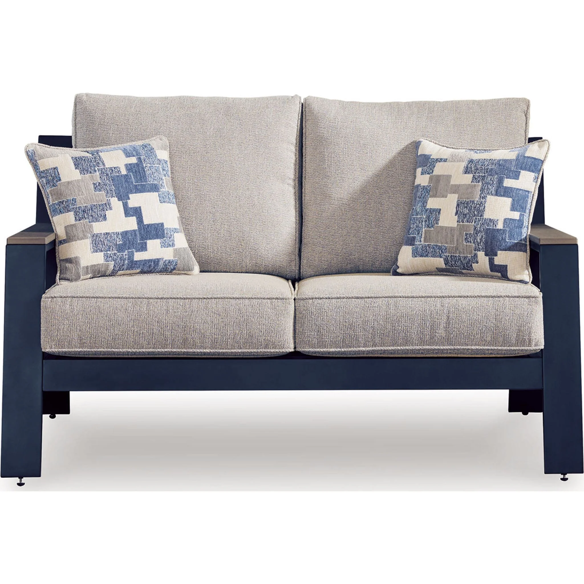 East Beach 2 Piece Outdoor Seating - Navy Blue/Driftwood - Image 5