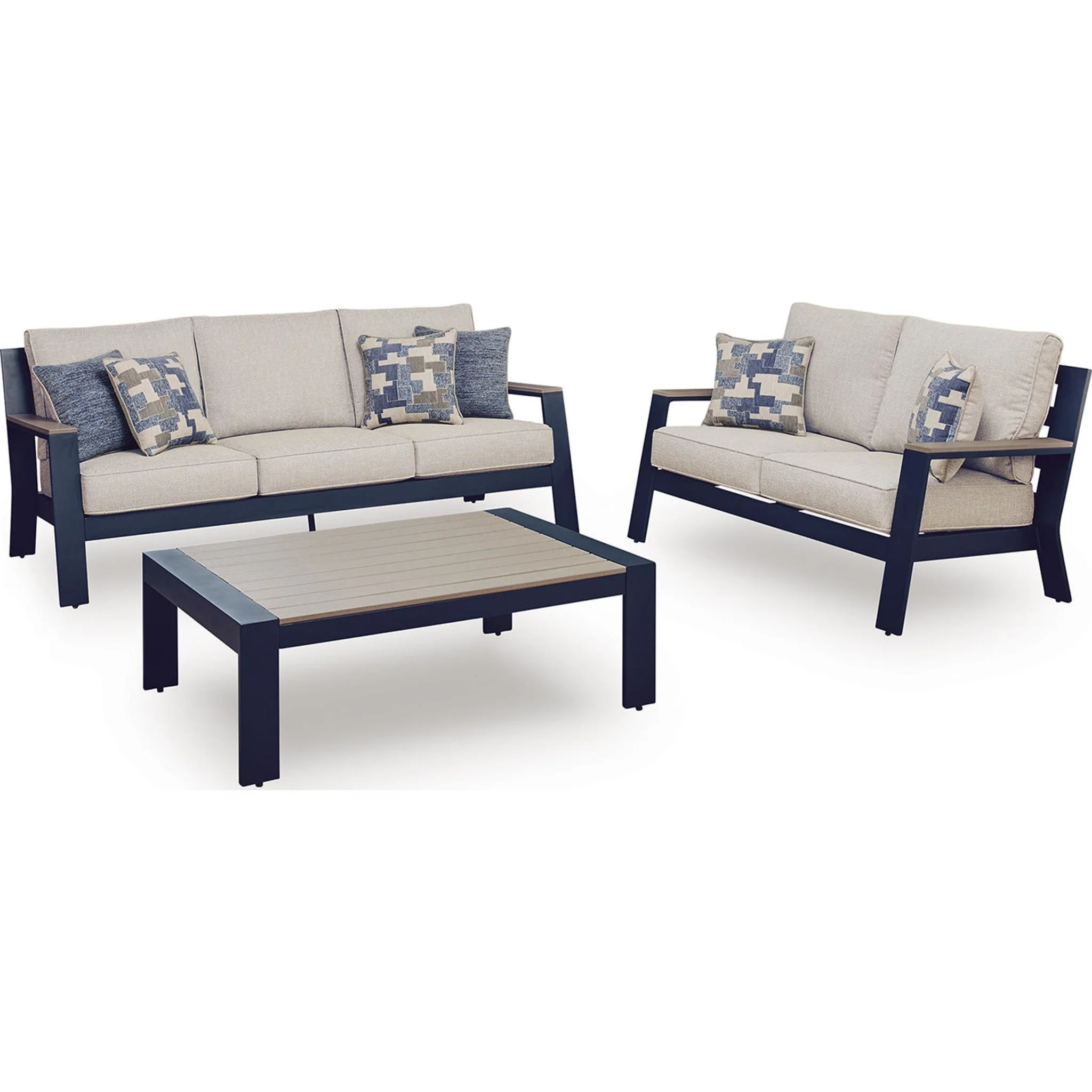 East Beach 3 Piece Outdoor Seating - Navy Blue/Driftwood
