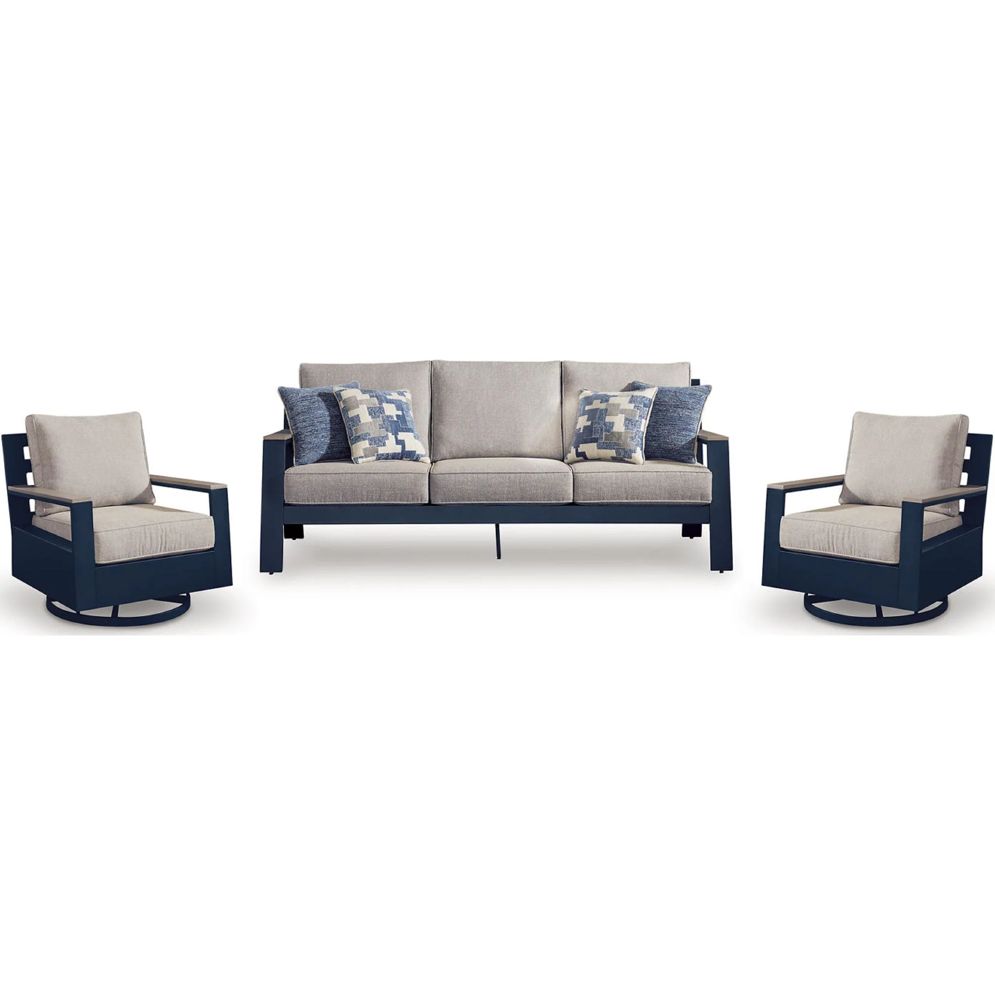 East Beach 3 Piece Outdoor Seating - Navy Blue/Driftwood
