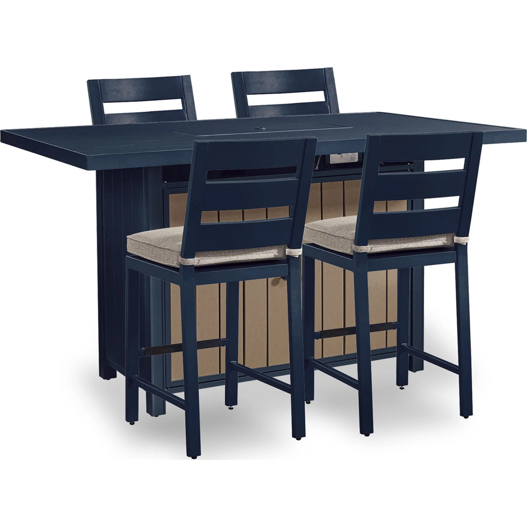 East Beach 5 Piece Outdoor Bar Set - Navy Blue/Driftwood