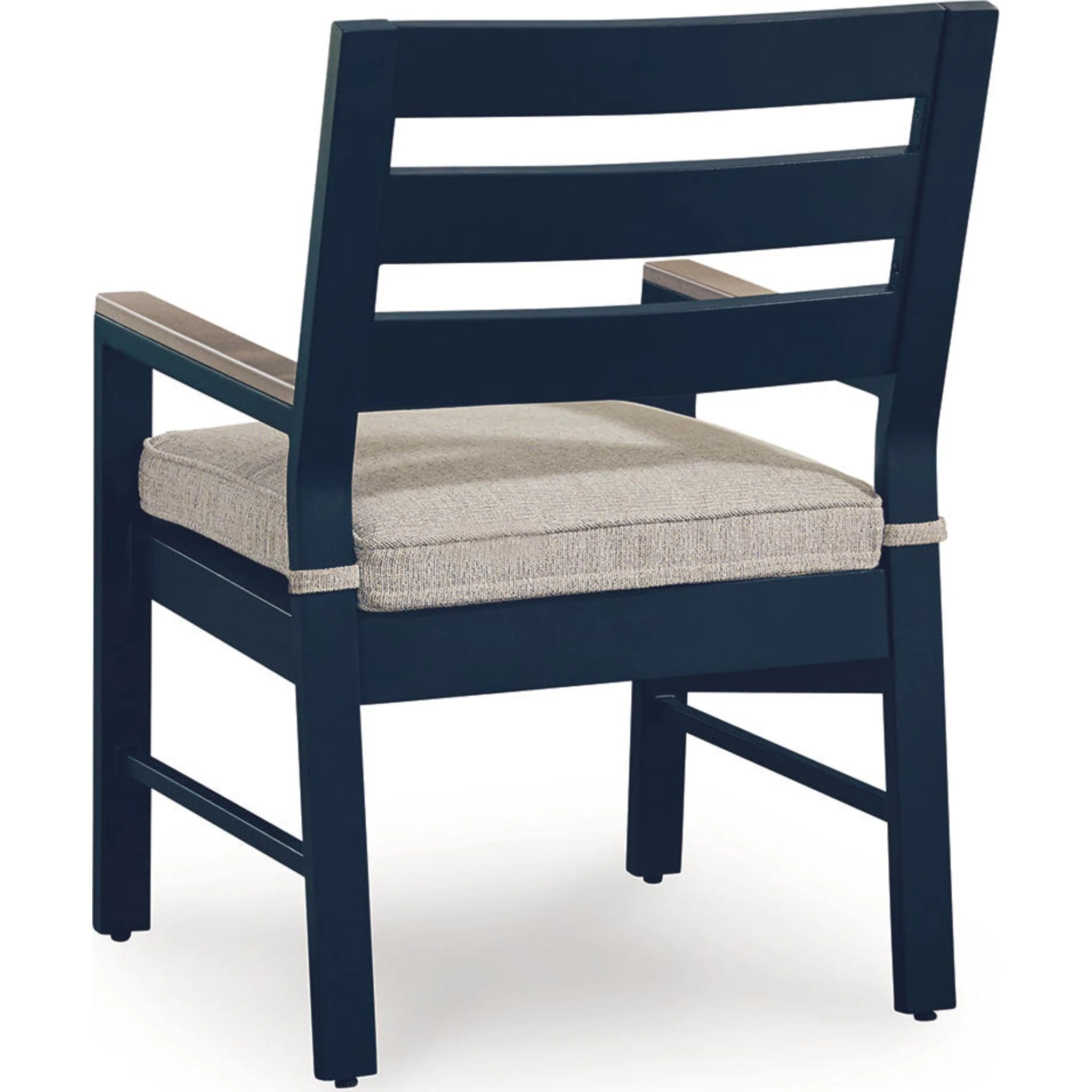 East Beach Outdoor Arm Chair with Cushion (Set of 2) - Navy Blue/Driftwood - Image 4