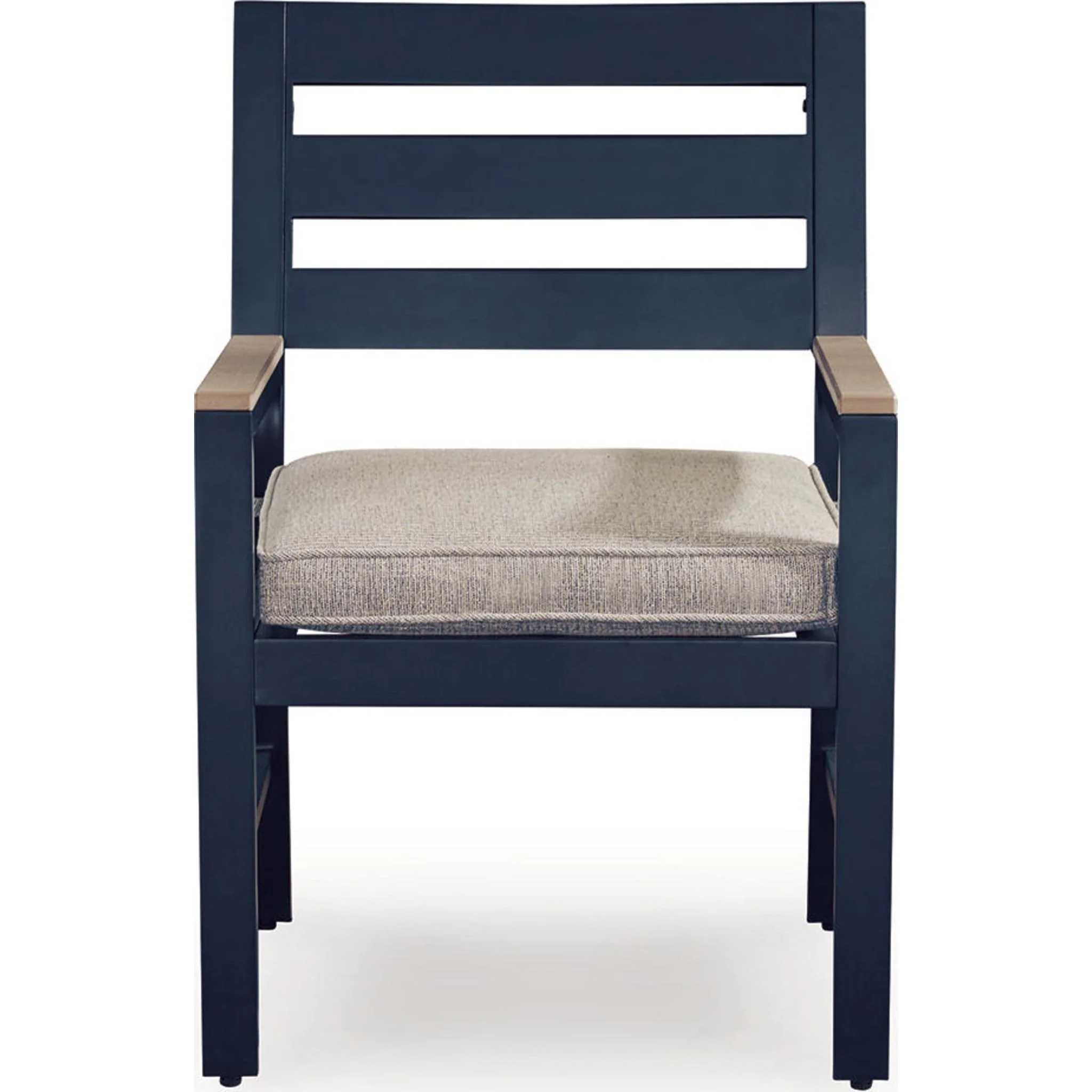 East Beach Outdoor Arm Chair with Cushion (Set of 2) - Navy Blue/Driftwood - Image 5