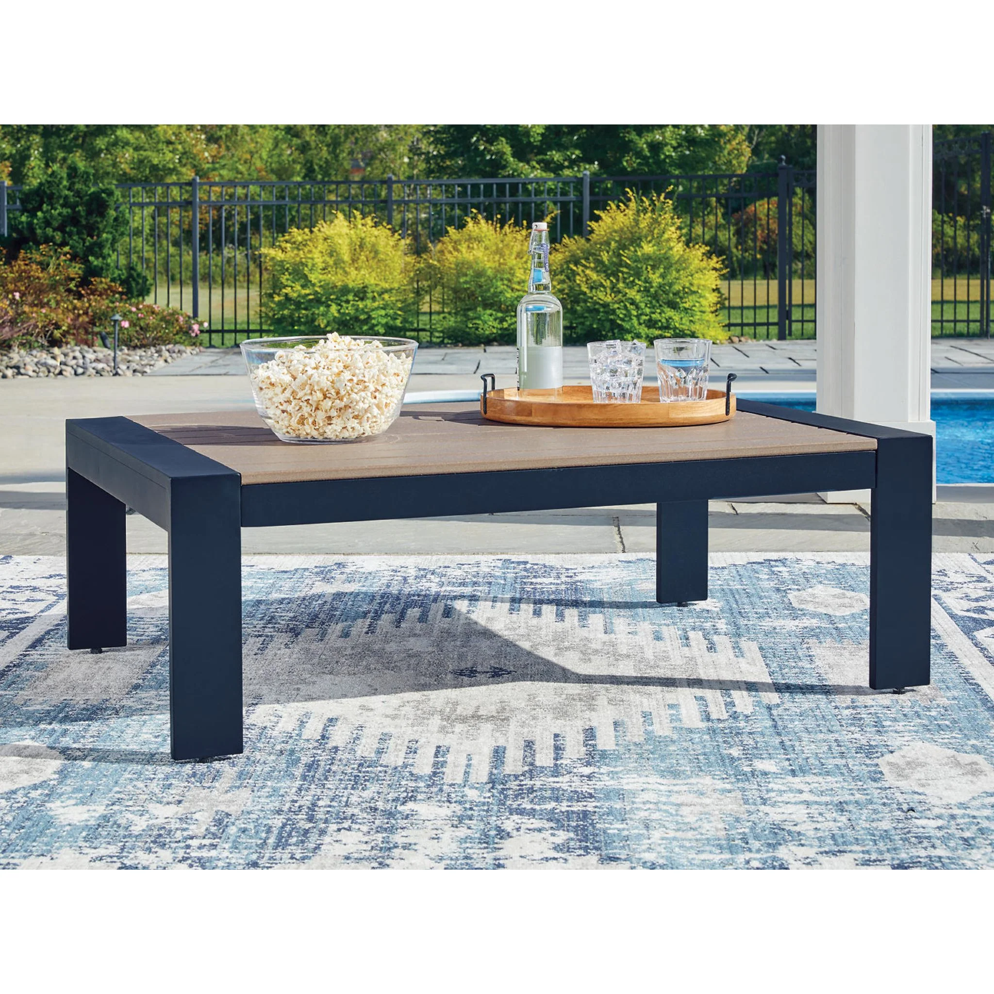 East Beach Outdoor Coffee Table - Navy Blue/Driftwood - Image 2