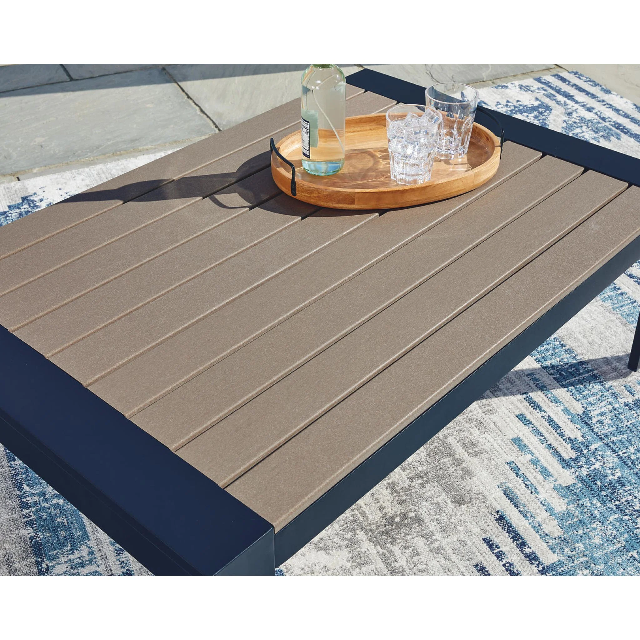 East Beach Outdoor Coffee Table - Navy Blue/Driftwood - Image 4