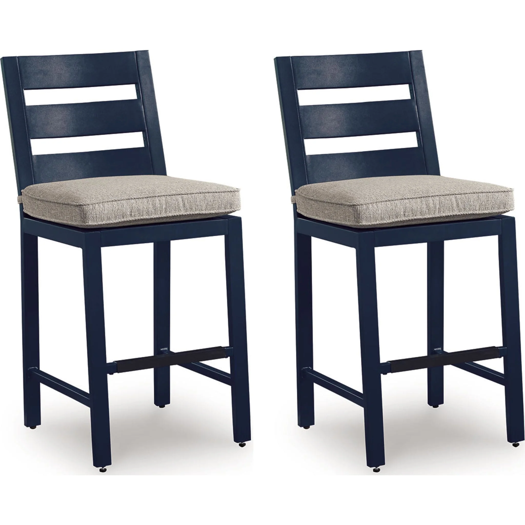 East Beach Bar Stool-Set of 2 - Navy Blue/Driftwood