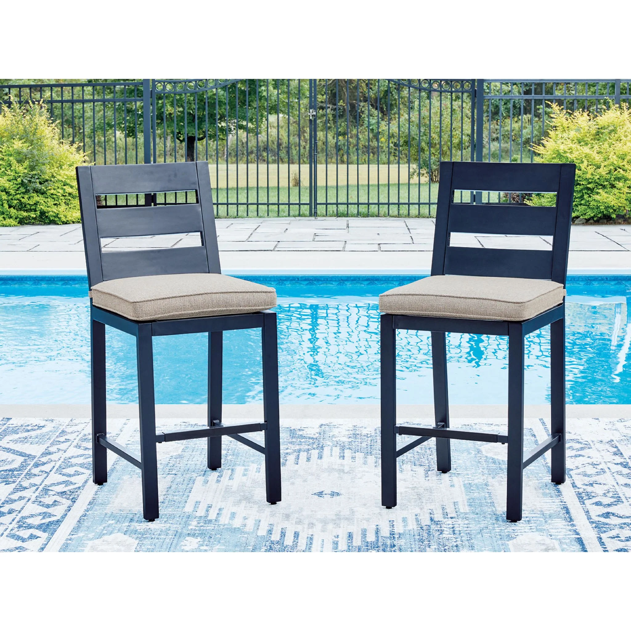 East Beach Bar Stool-Set of 2 - Navy Blue/Driftwood - Image 2