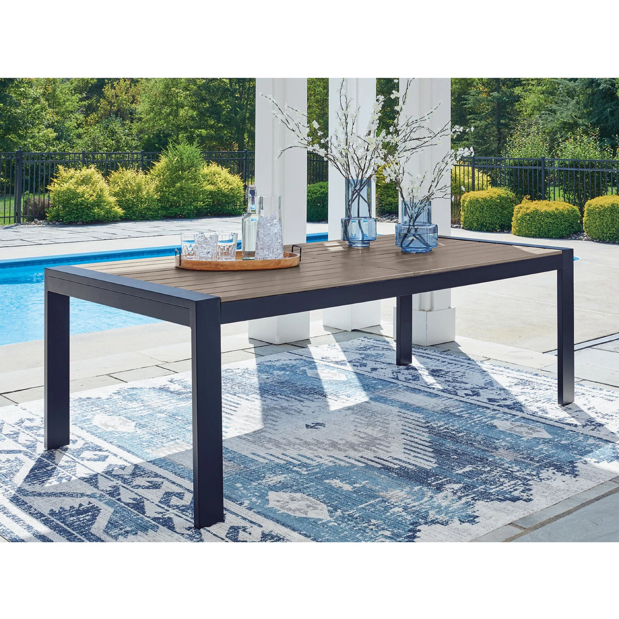 East Beach Outdoor Dining Table - Navy Blue/Driftwood - Image 2