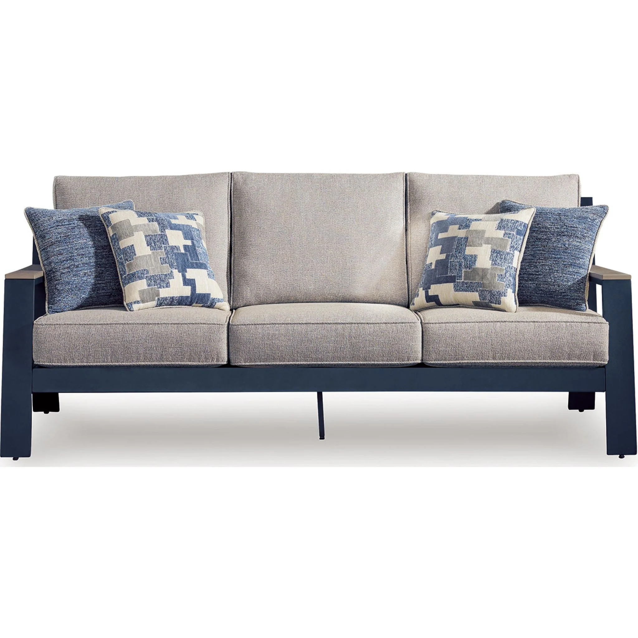 East Beach Outdoor Sofa with Cushion - Navy Blue/Driftwood