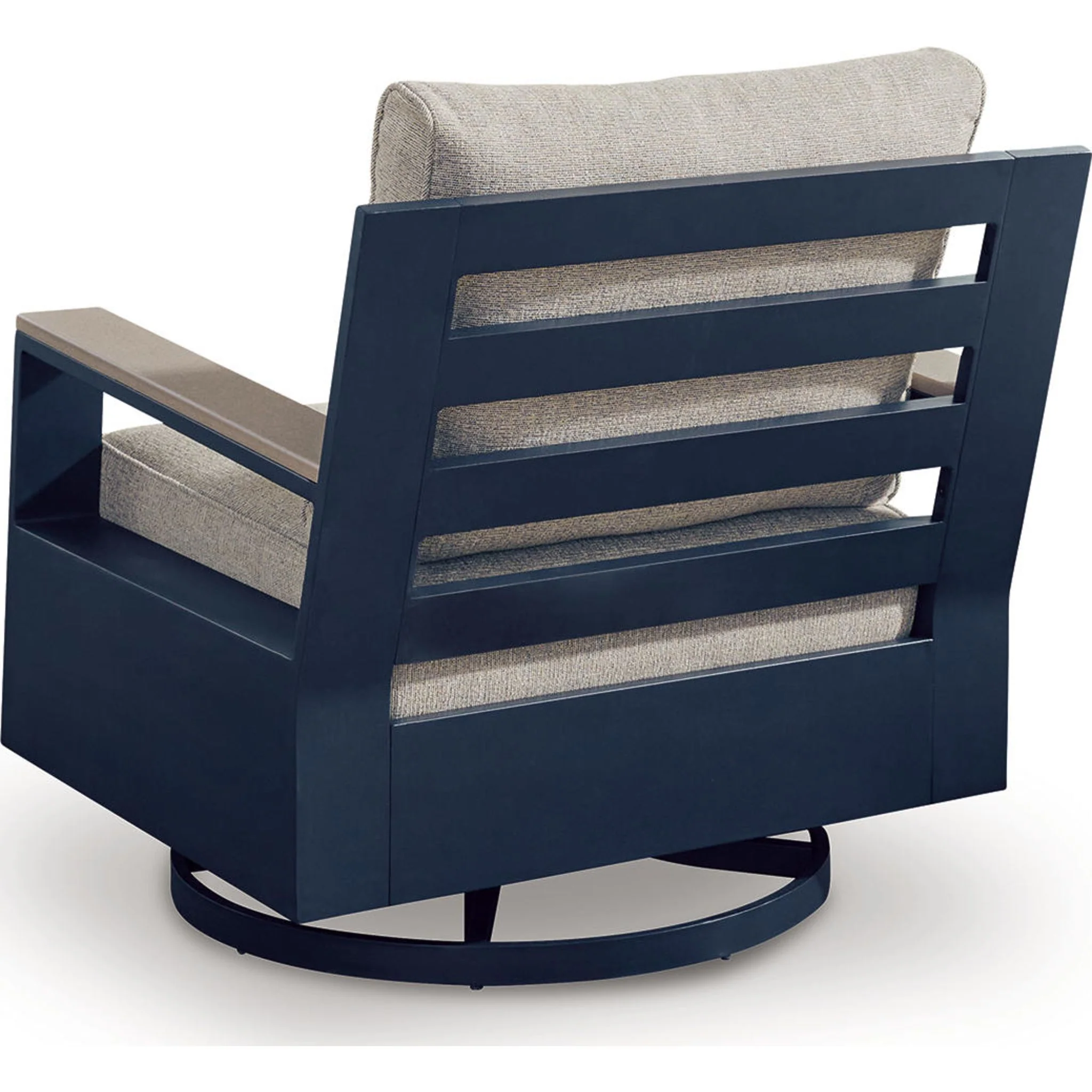 East Beach Outdoor Swivel Glider Chair - Navy Blue/Driftwood - Image 3