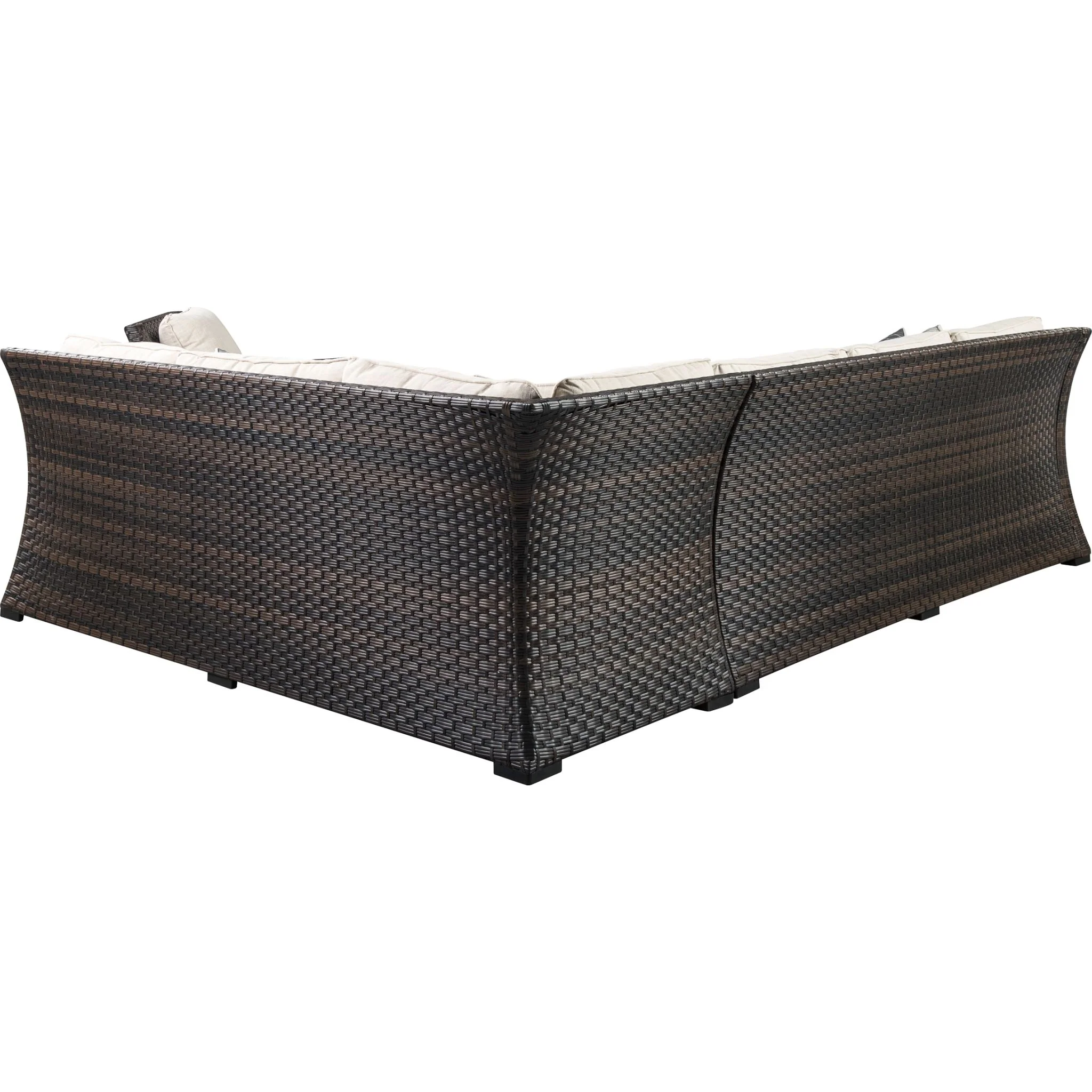 Easy Isle 2 Piece Outdoor Sectional with Chair - Dark Brown/Beige - Image 3
