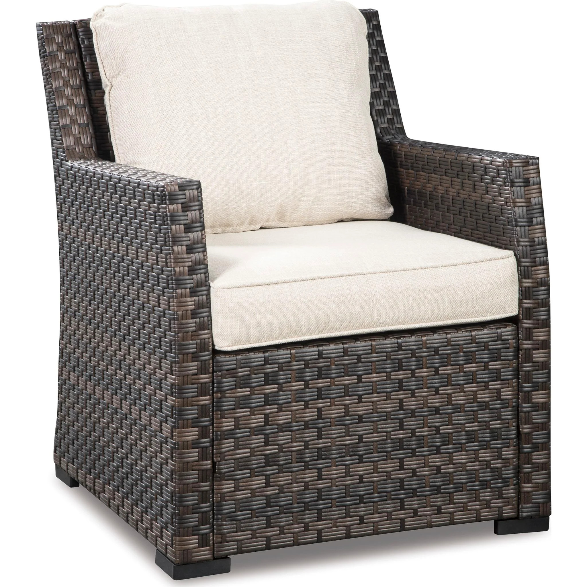 Easy Isle 2 Piece Outdoor Sectional with Chair - Dark Brown/Beige - Image 5