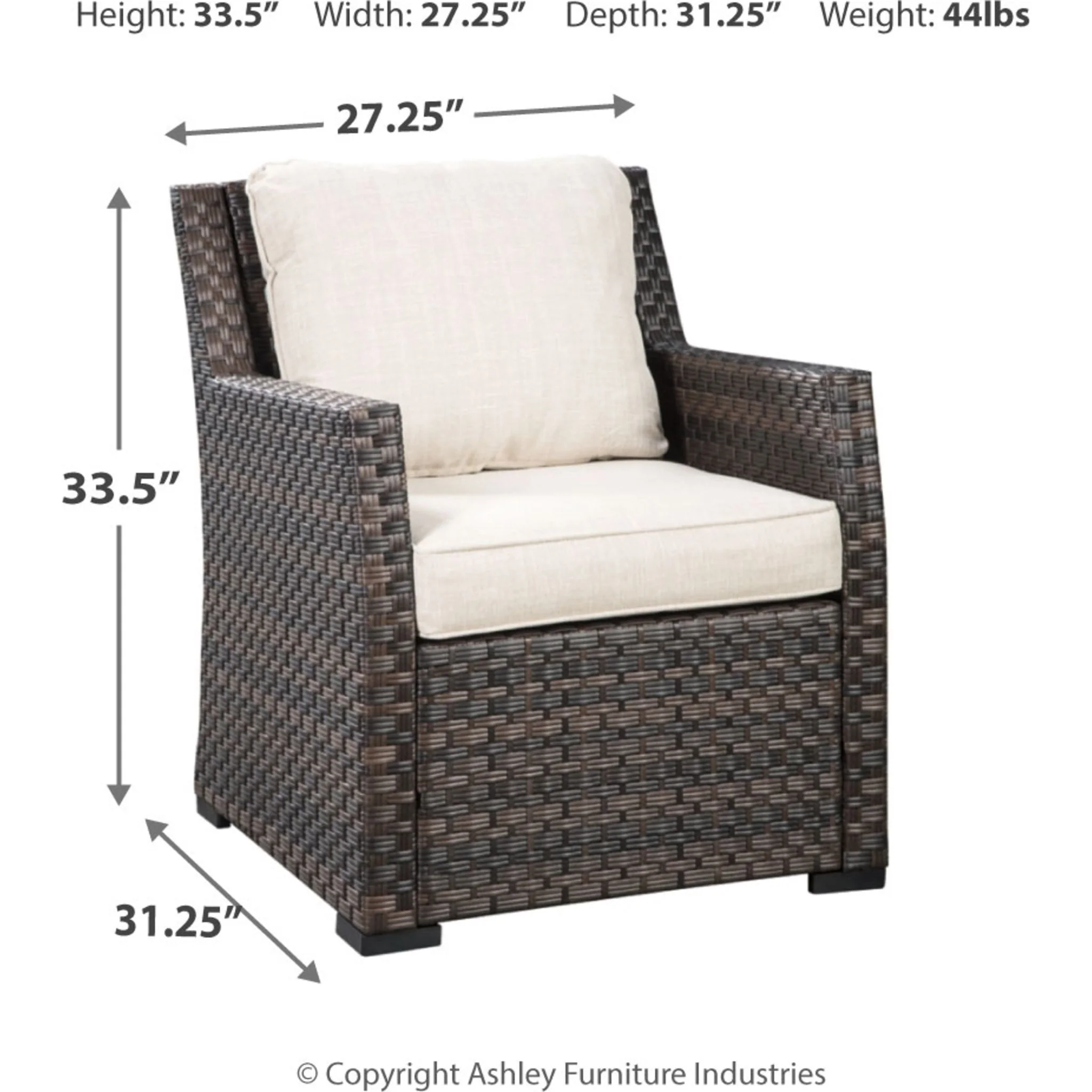 Easy Isle Outdoor Lounge Chair with Cushion - Dark Brown/Beige - Image 4