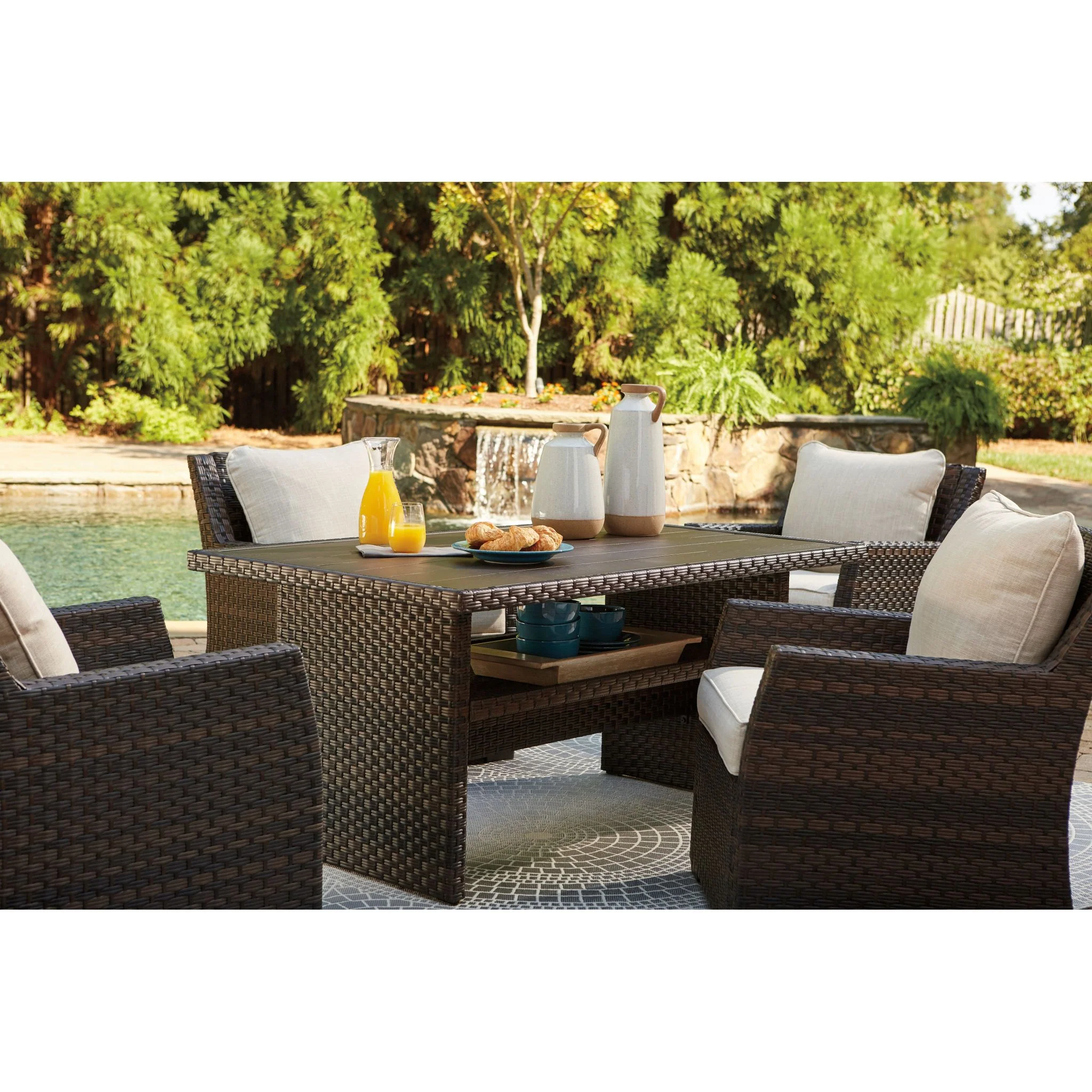 Easy Isle Outdoor Multi-Use Table - Dark Brown/Beige - Image 7