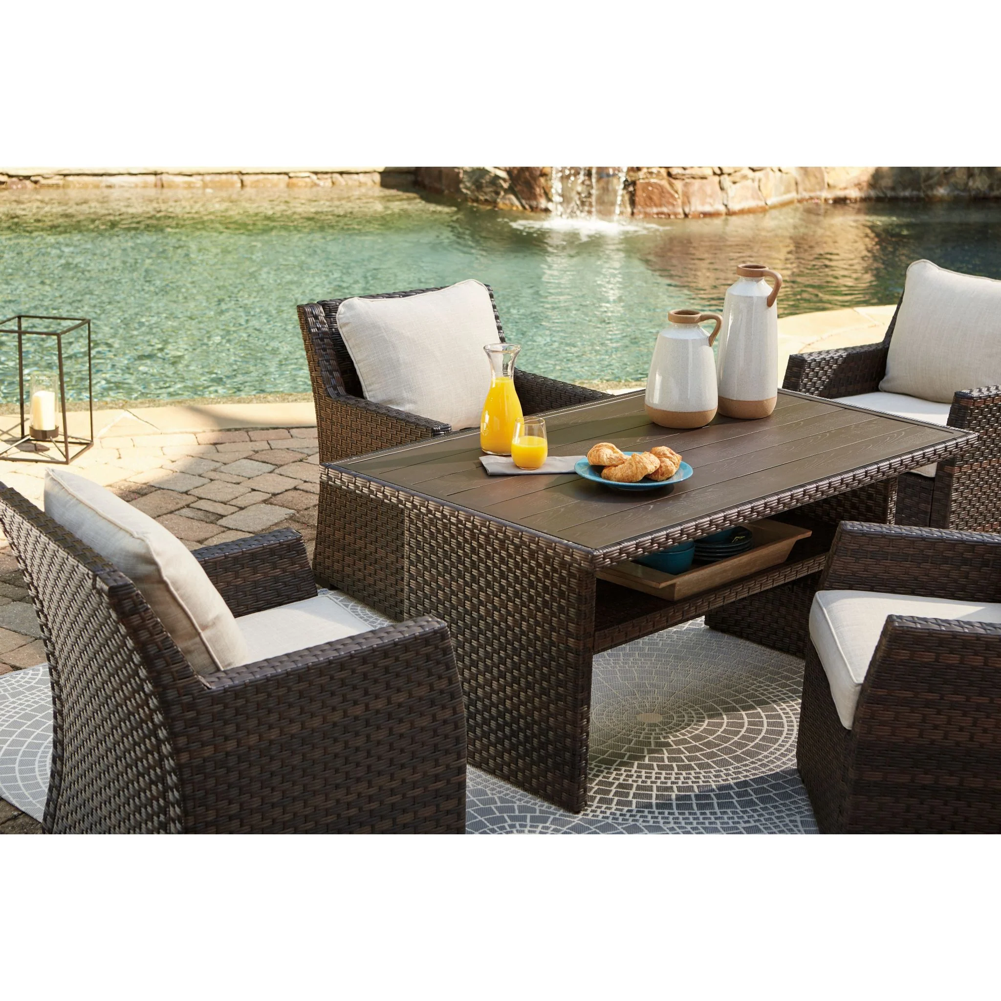 Easy Isle Outdoor Multi-Use Table - Dark Brown/Beige - Image 8